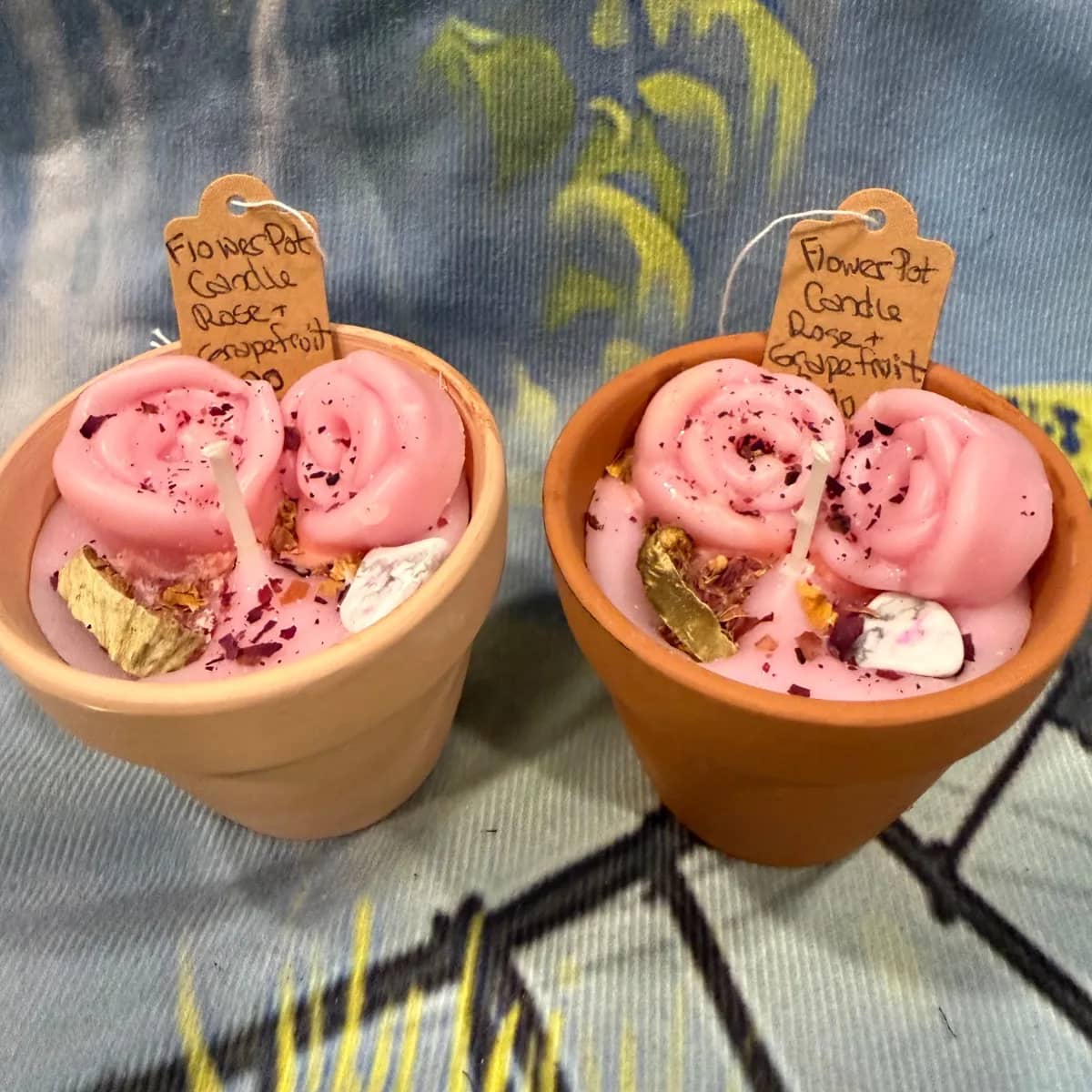 Rose and Grapefruit Flower Pot Candles