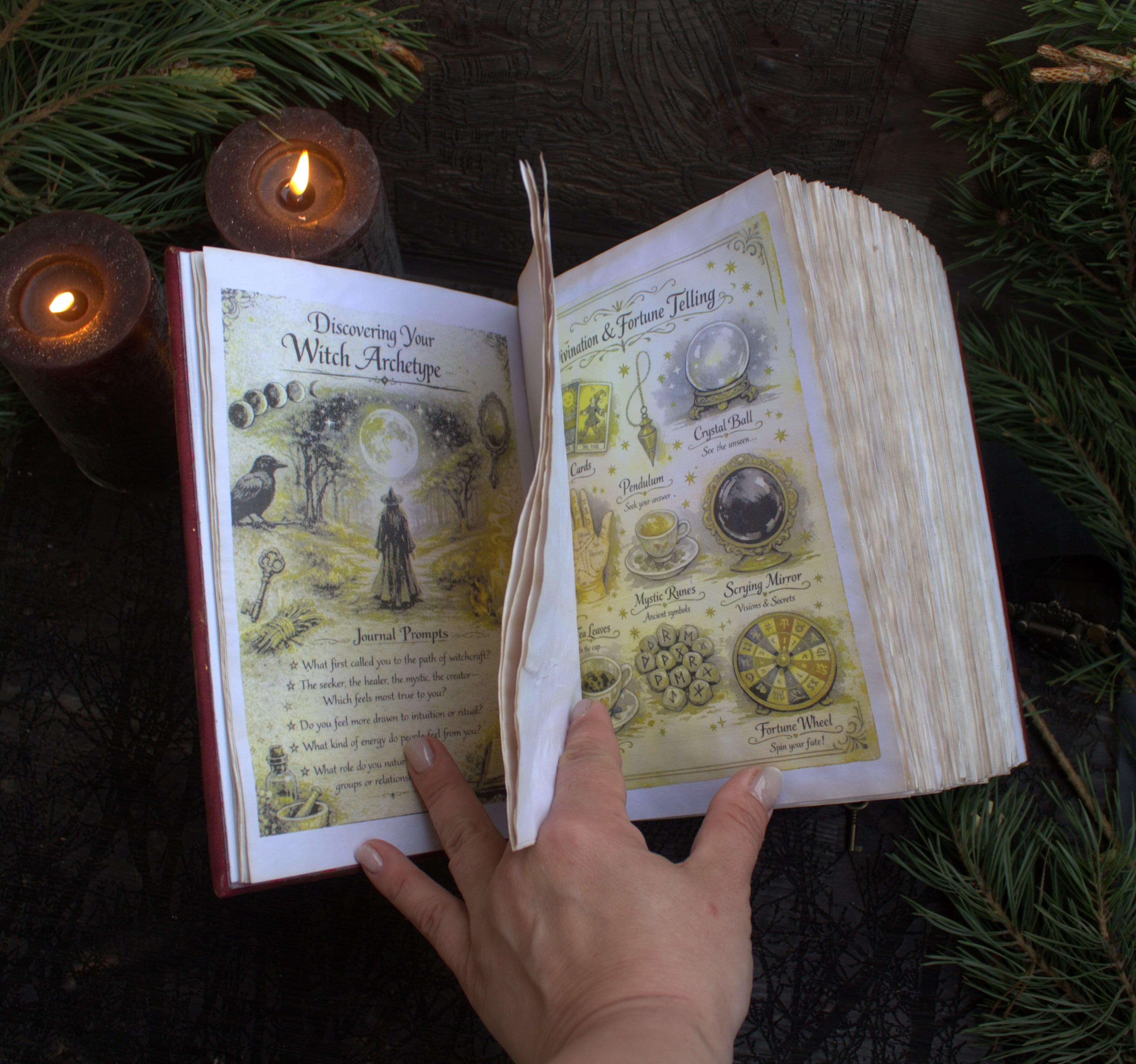 Handmade Leather Grimoire, Kitchen Witch Recipe Book, Aged Paper Journal thumbnail 6