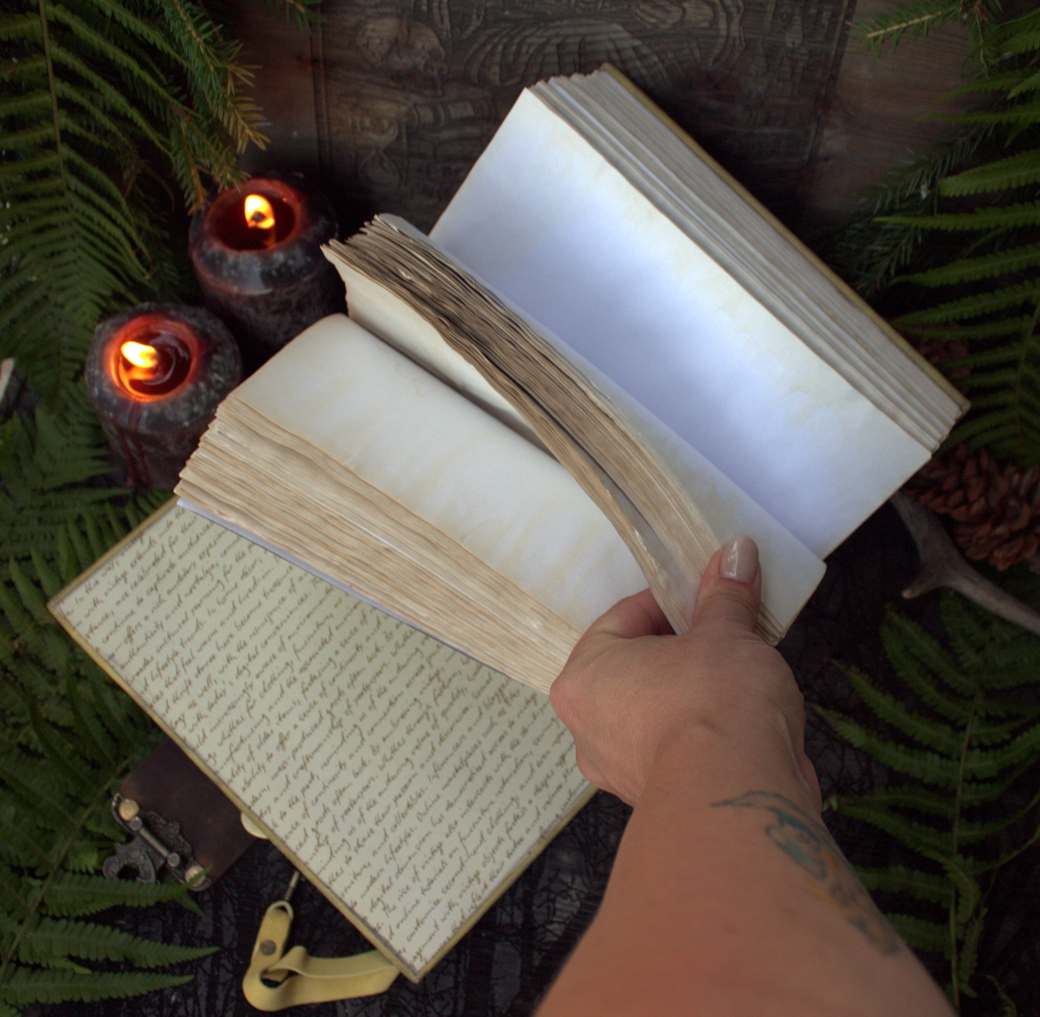 Practical Magic Book of Shadows – Handmade Grimoire  – 300 Blank Pages - wicca  book lock thumbnail 8