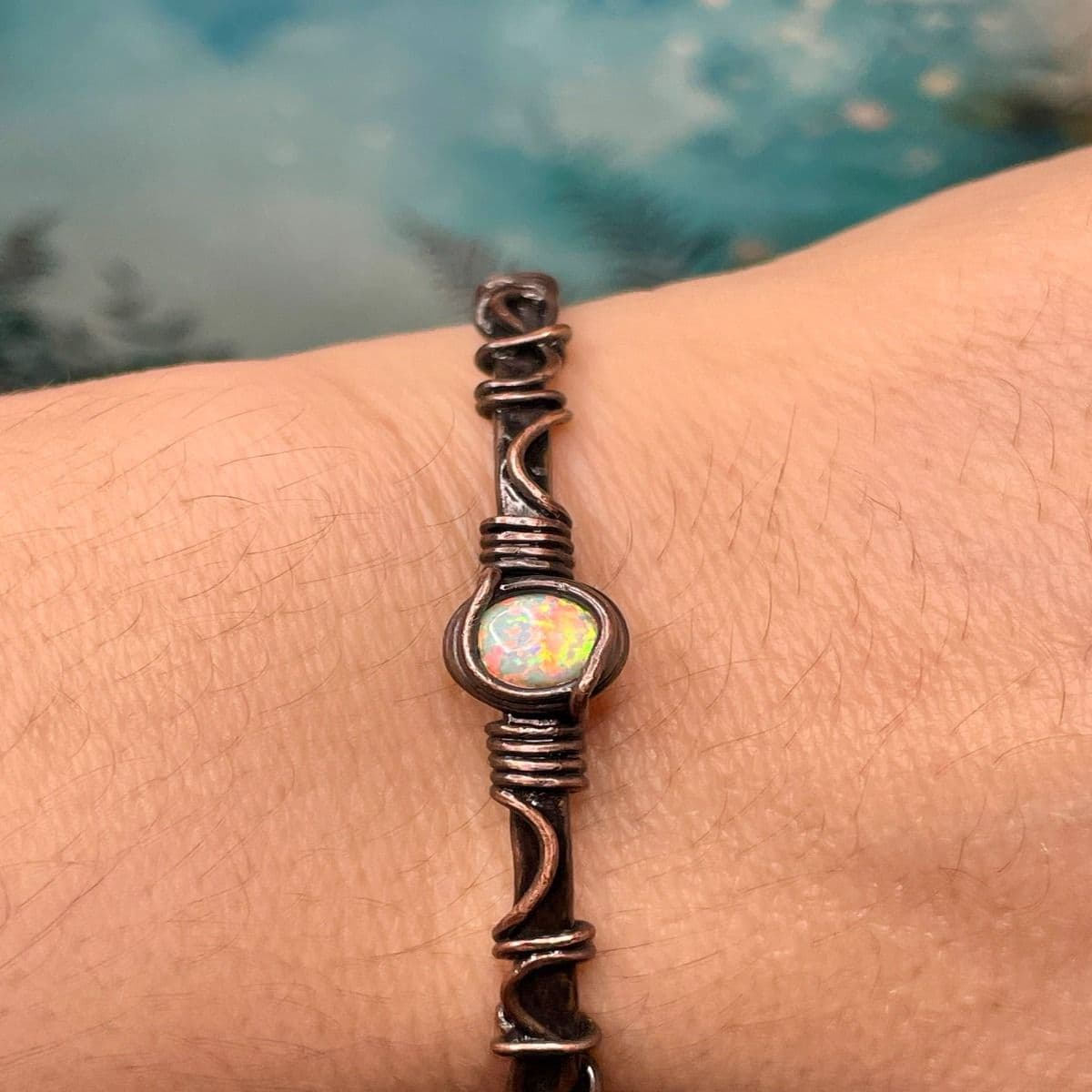 Gaze of Hekate— Bello Opal Hand-Hammered Copper Cuff Talisman thumbnail 7