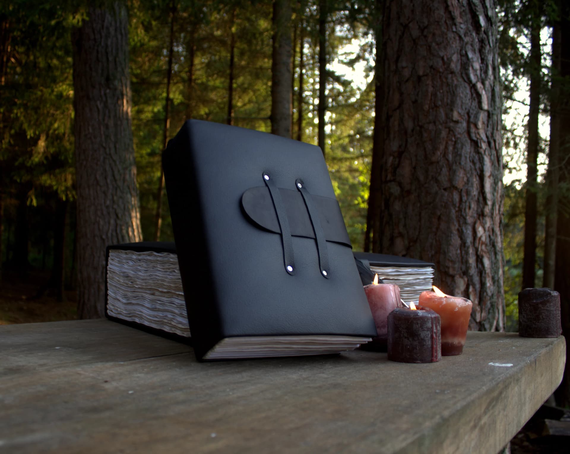 Handmade A4 black Leather Grimoire, Medieval Book of Shadows, Fantasy Spell Book thumbnail 8