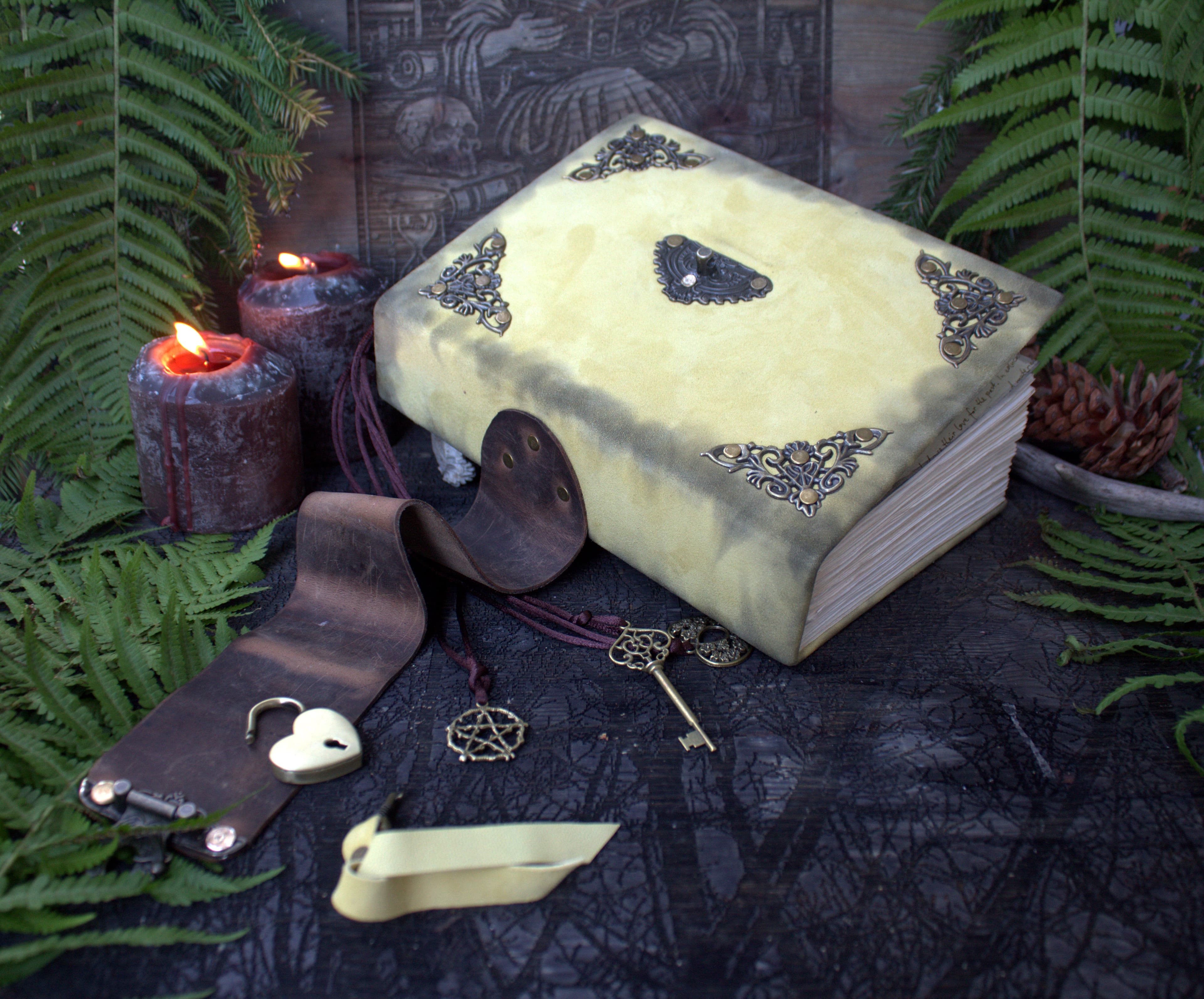 Practical Magic Book of Shadows – Handmade Grimoire  – 300 Blank Pages - wicca  book lock thumbnail 7
