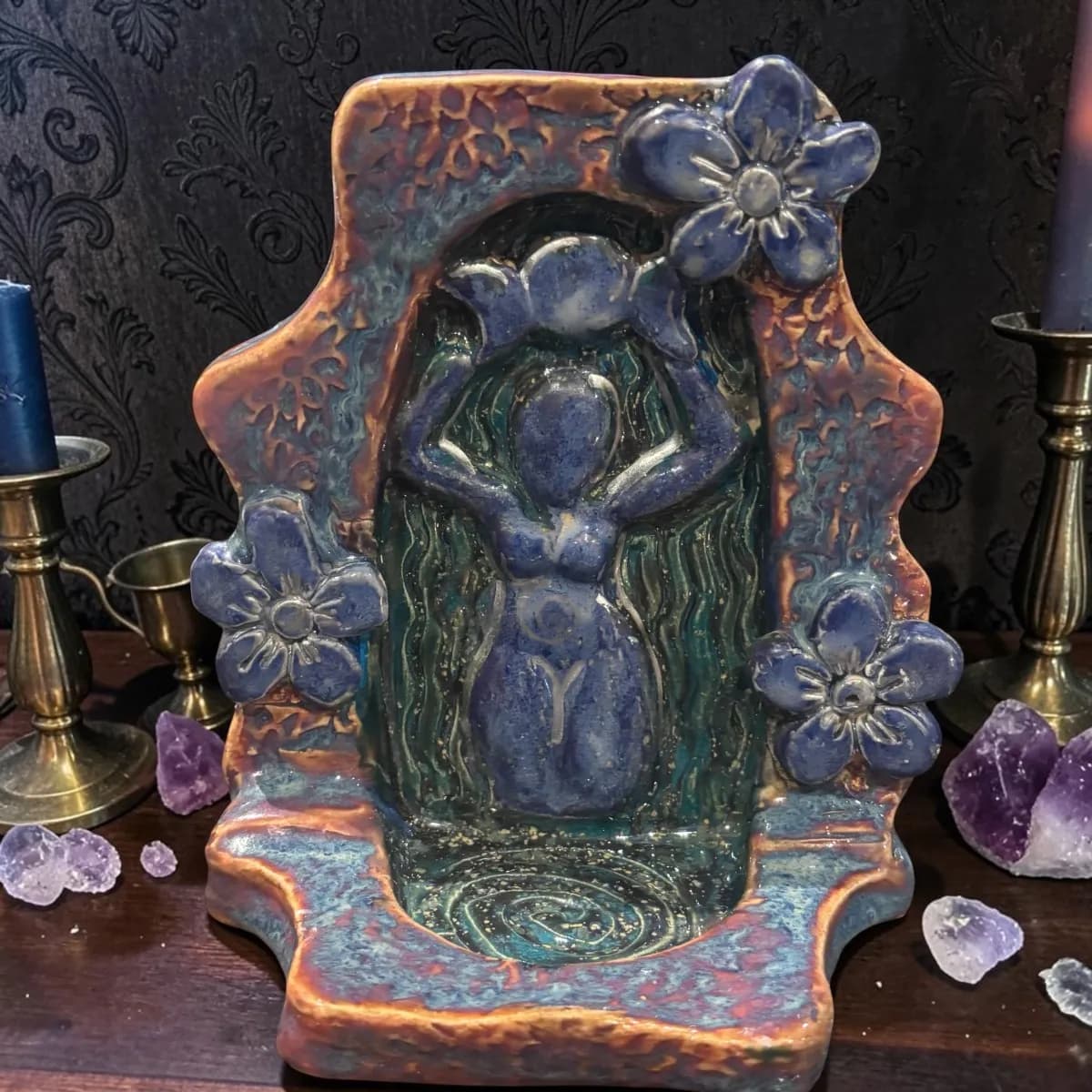 Handmade Ceramic Altar  autumn equinox , Libra Waxing Moon Firing, Ritual shrine thumbnail 3