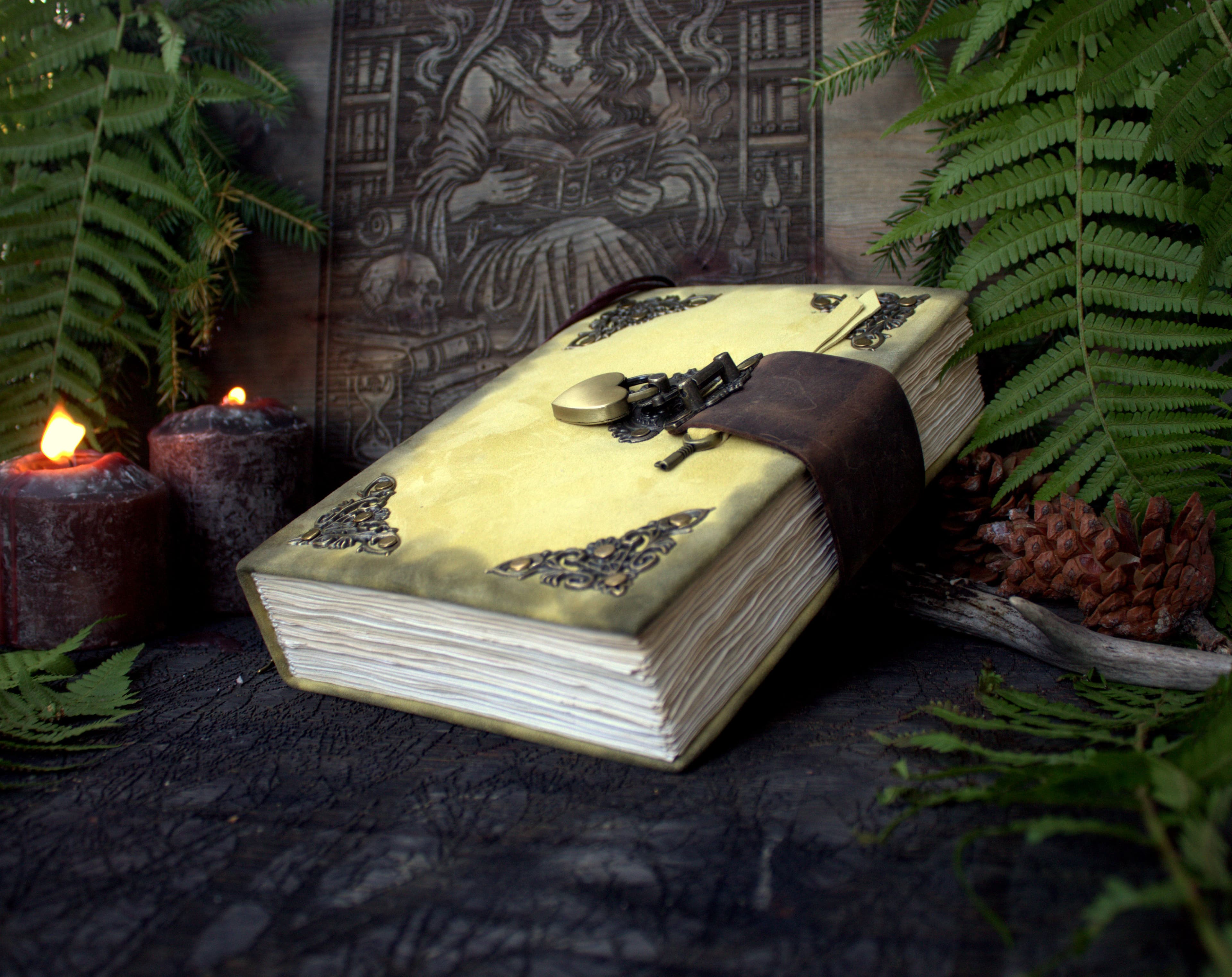 Practical Magic Book of Shadows – Handmade Grimoire  – 300 Blank Pages - wicca  book lock thumbnail 5