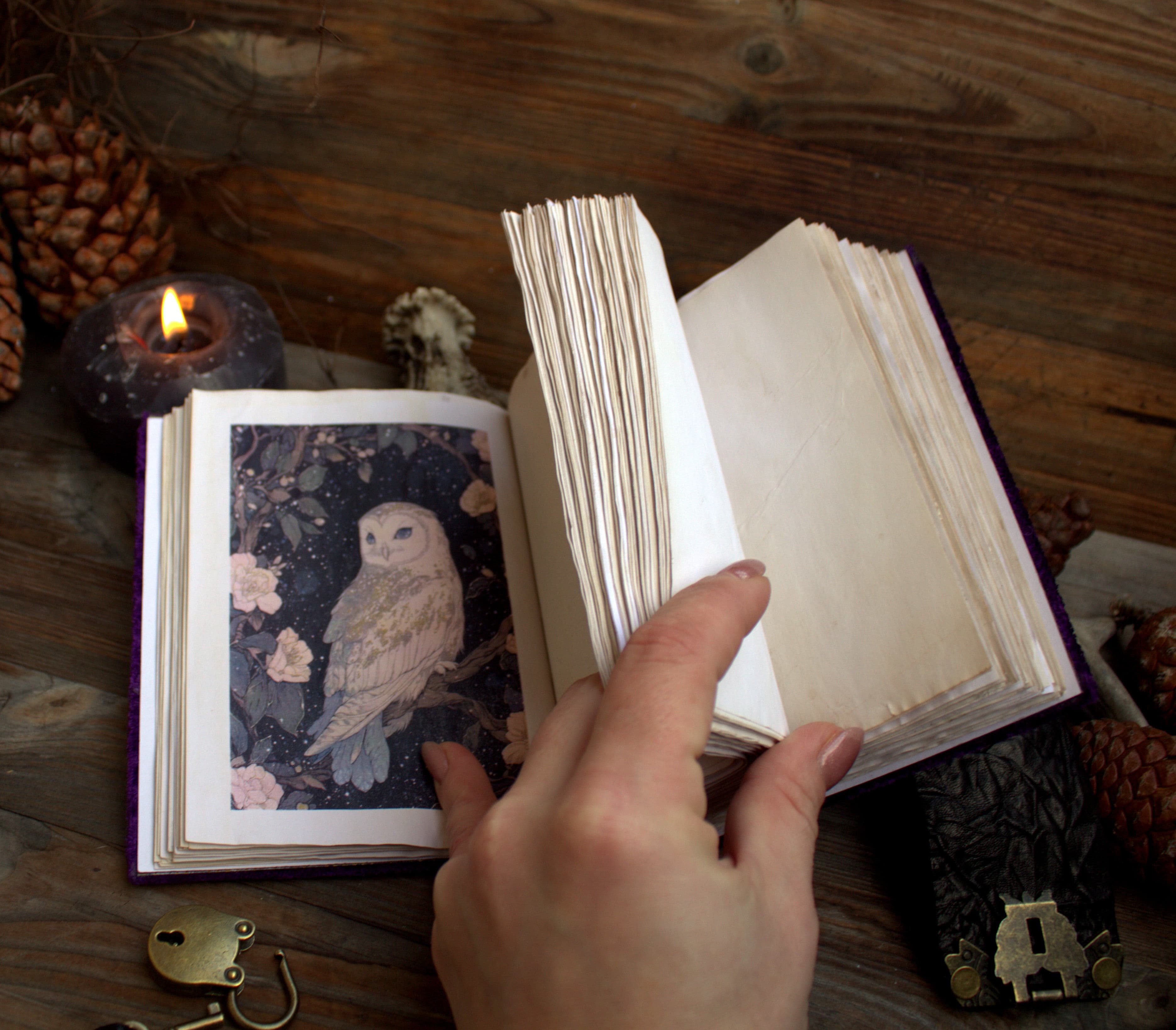 Handmade Velvet Witch Journal | Grimoire, Spell Book, A6 Forest Magic Notebook thumbnail 7