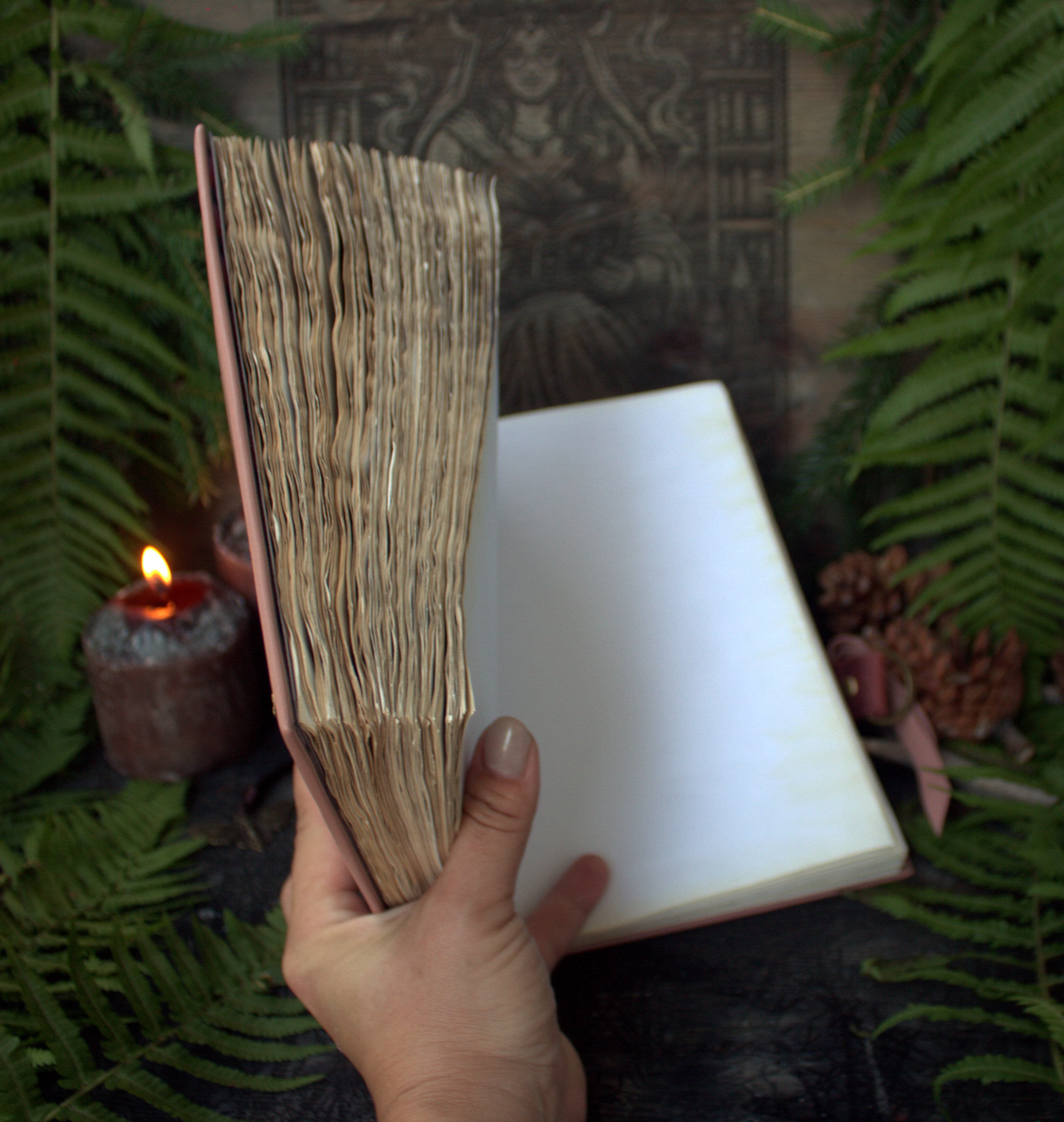 Pink Leather Locking Grimoire, Witchcraft Spell Book, Book of Shadows thumbnail 8