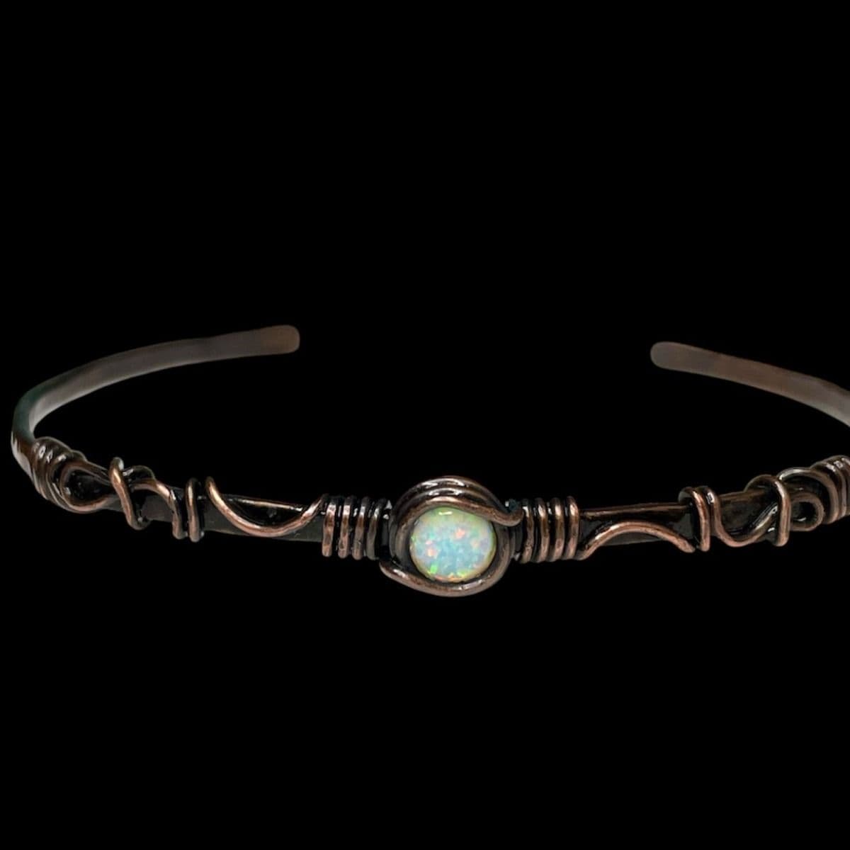 Gaze of Hekate— Bello Opal Hand-Hammered Copper Cuff Talisman - Image 1