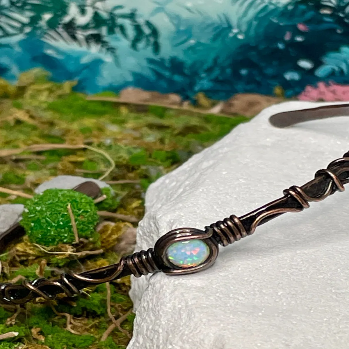 Gaze of Hekate— Bello Opal Hand-Hammered Copper Cuff Talisman thumbnail 4