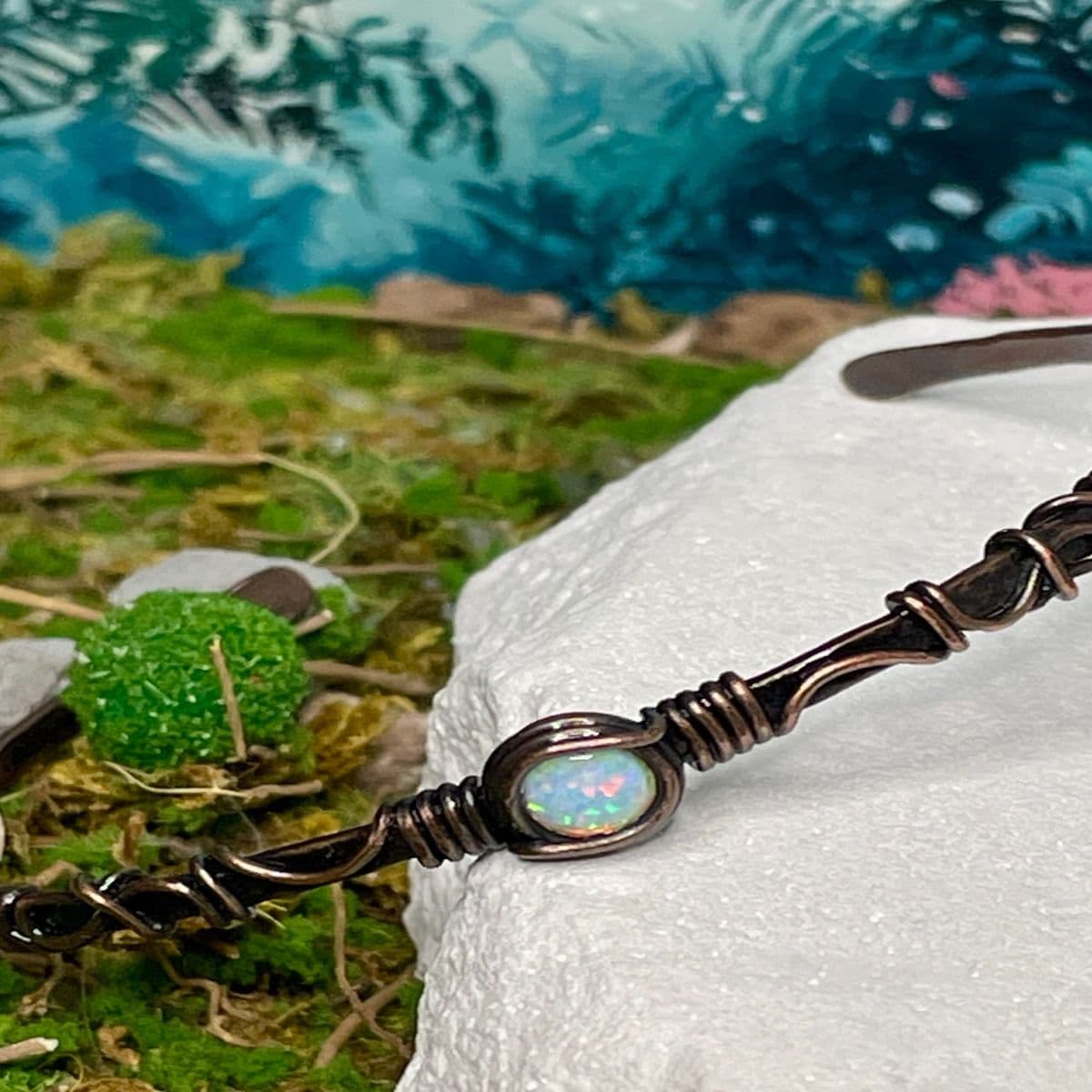 Gaze of Hekate— Bello Opal Hand-Hammered Copper Cuff Talisman thumbnail 4