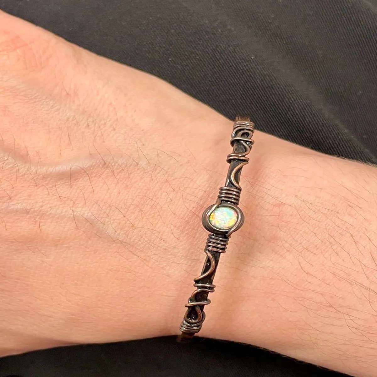 Gaze of Hekate— Bello Opal Hand-Hammered Copper Cuff Talisman thumbnail 6