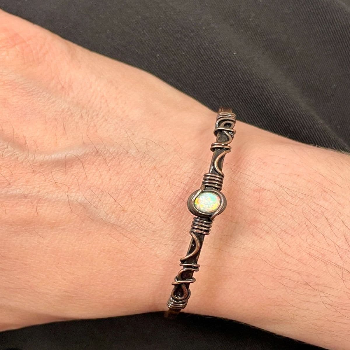 Gaze of Hekate— Bello Opal Hand-Hammered Copper Cuff Talisman thumbnail 6