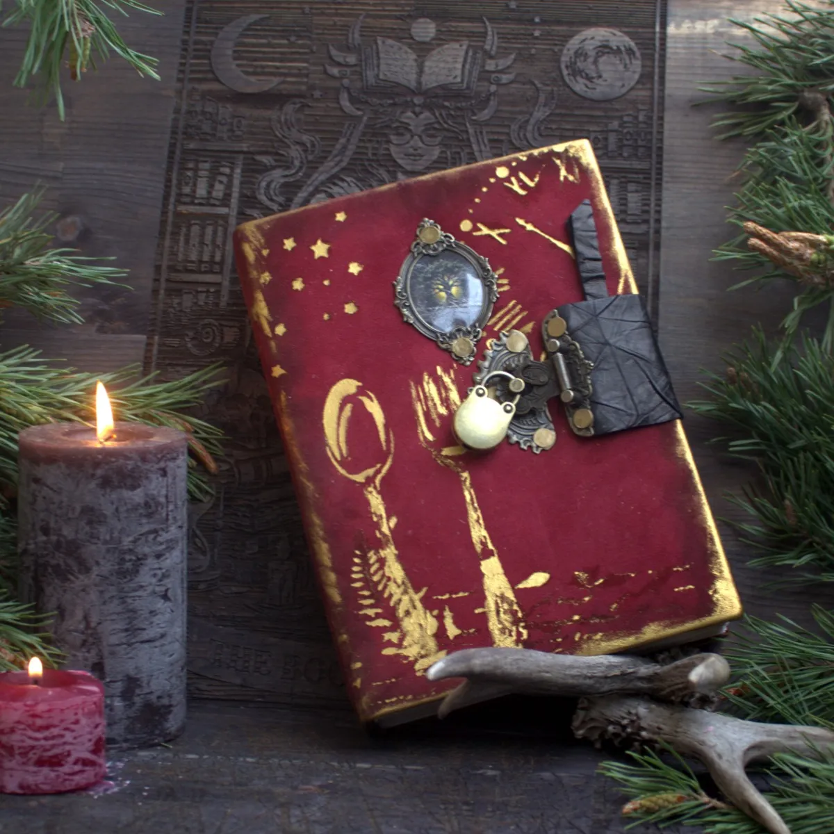 Handmade Leather Grimoire, Kitchen Witch Recipe Book, Aged Paper Journal thumbnail 10