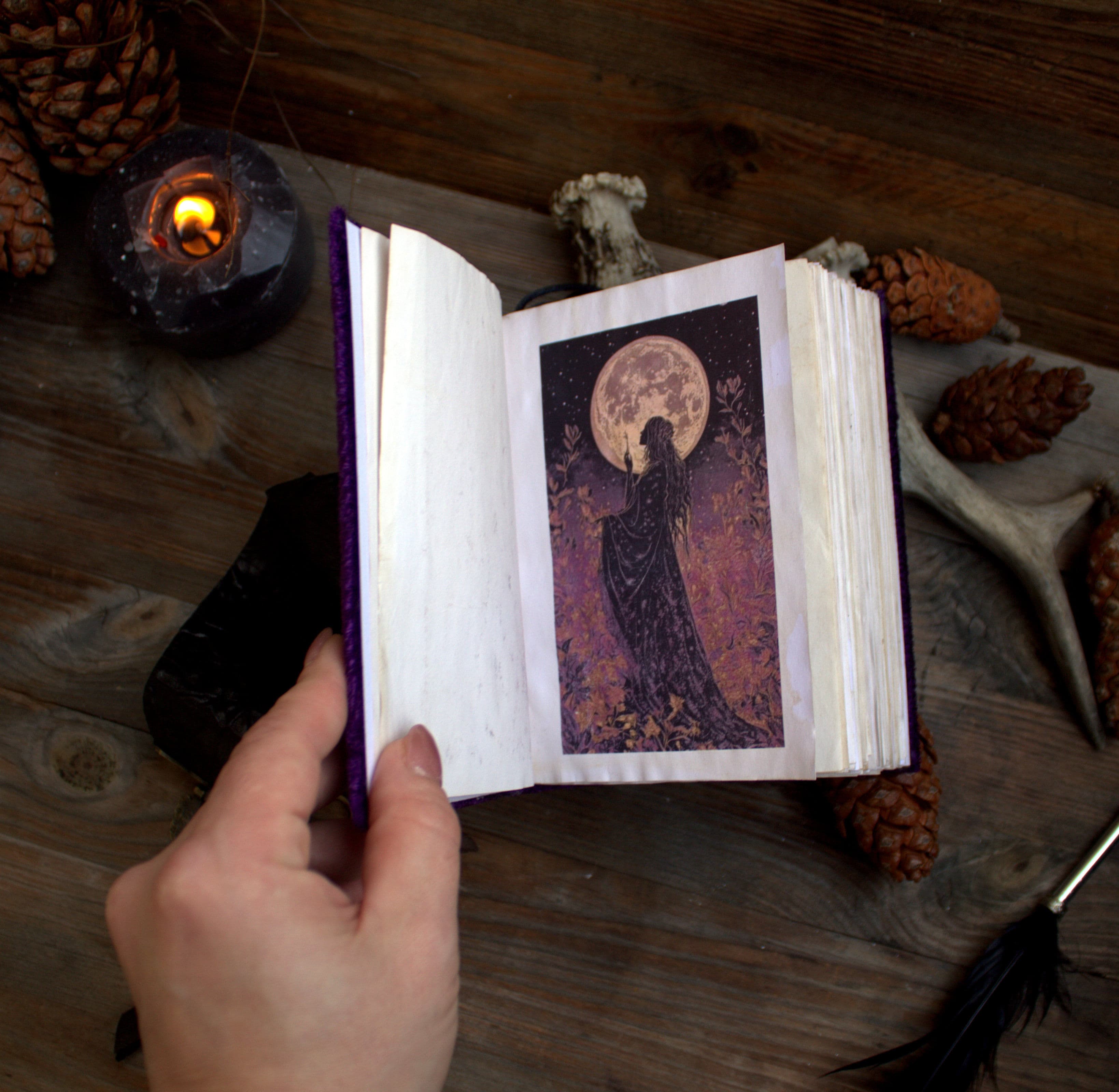 Handmade Velvet Witch Journal | Grimoire, Spell Book, A6 Forest Magic Notebook thumbnail 3