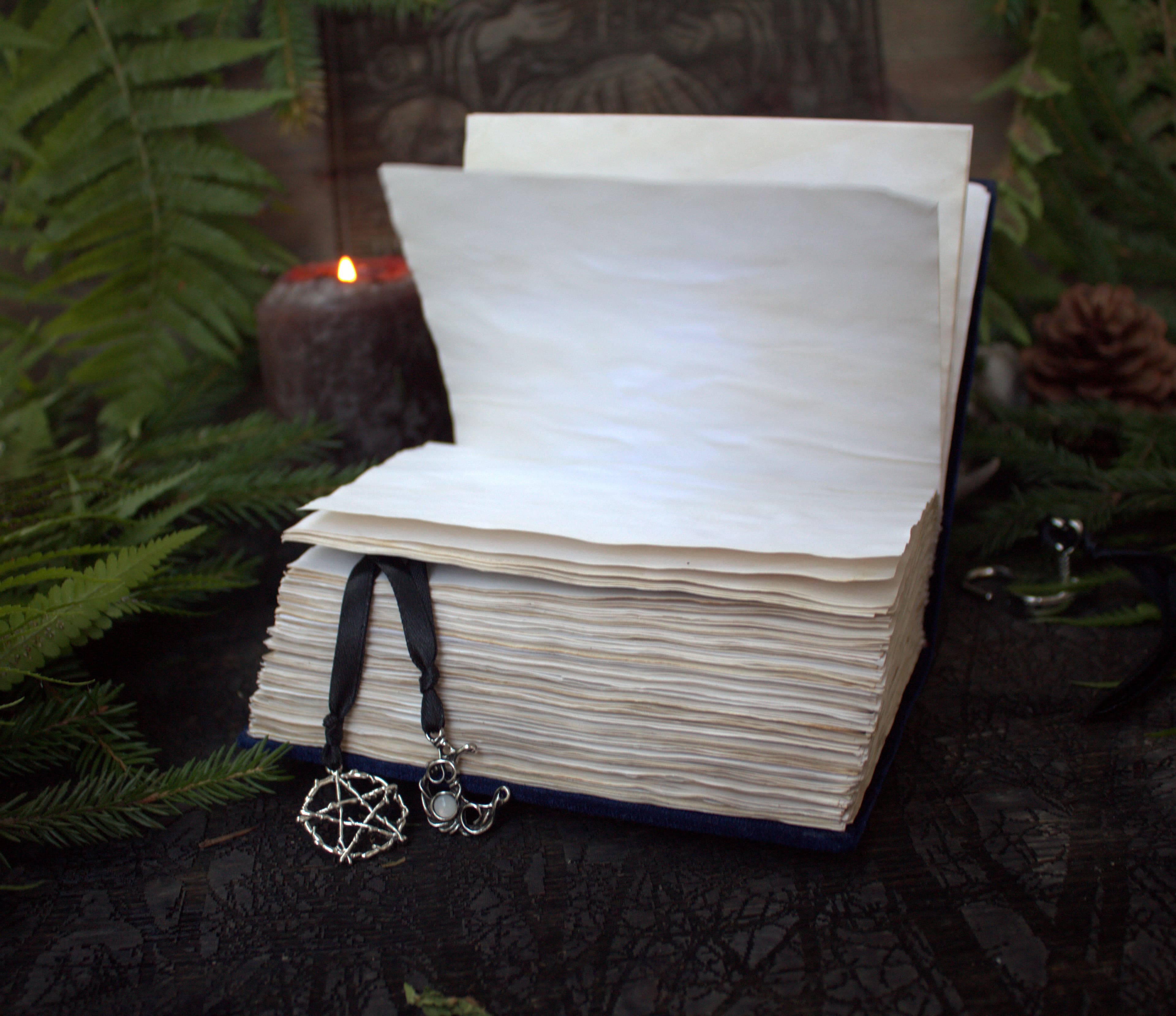 Handmade Velvet Witch Journal ,Grimoire blank Spell Book mini , A6 moon Magic Notebook thumbnail 7