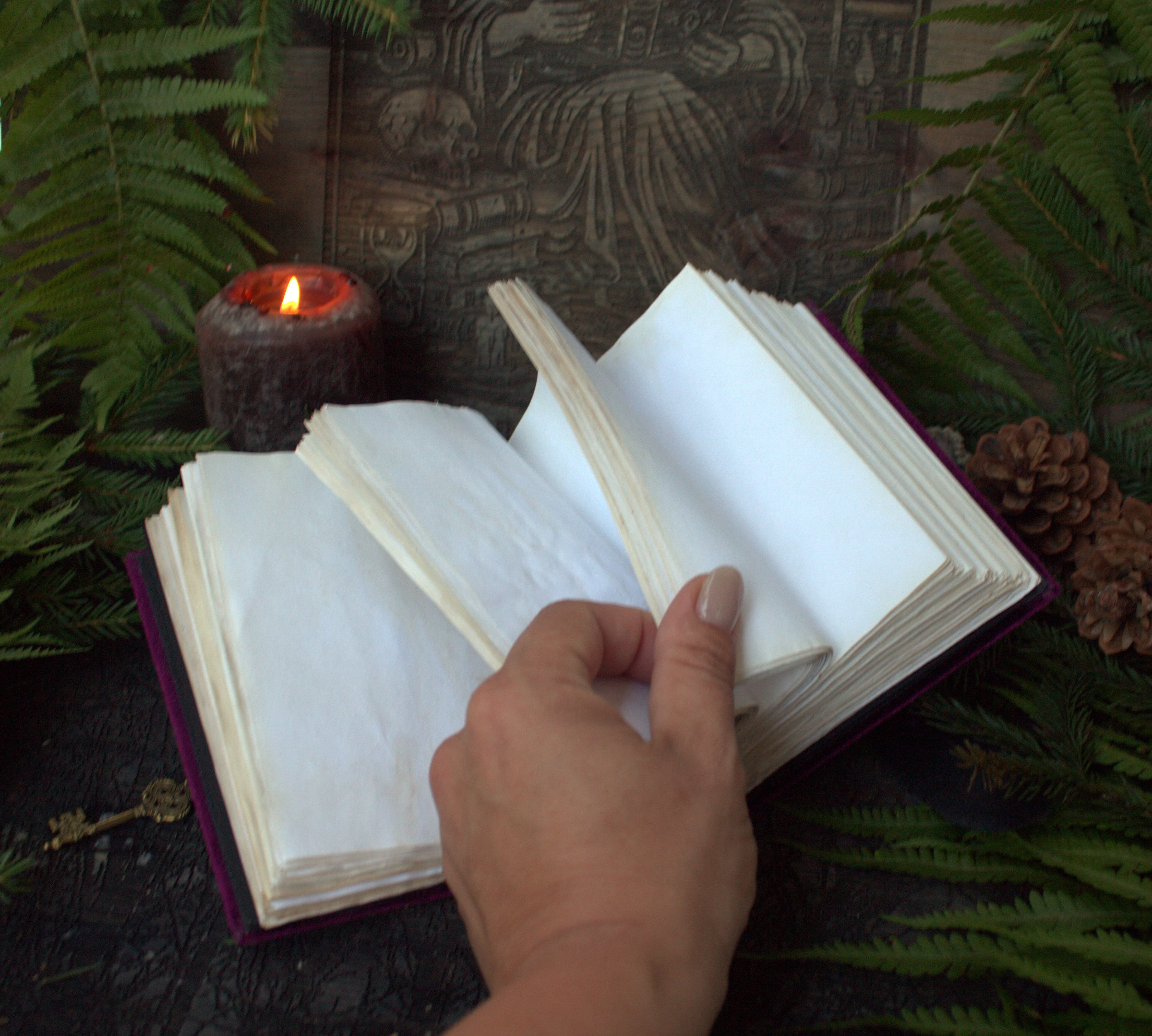 Handmade Velvet Grimoire Journal, Mini Lock Diary, A6 Little book thumbnail 5