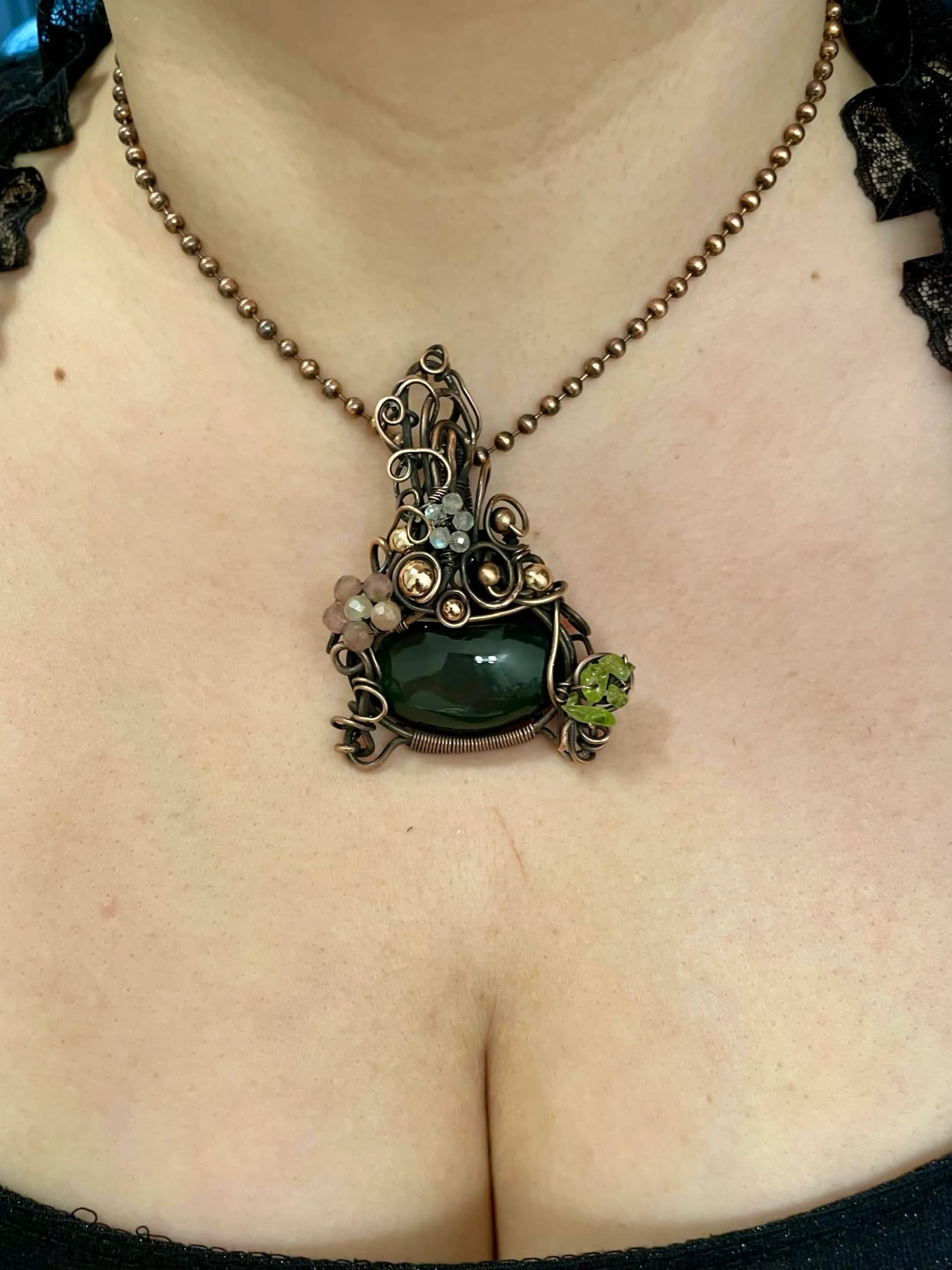 Circe Cauldron - Rainbow Obsidian Grounding and Protection Talisman  thumbnail 3