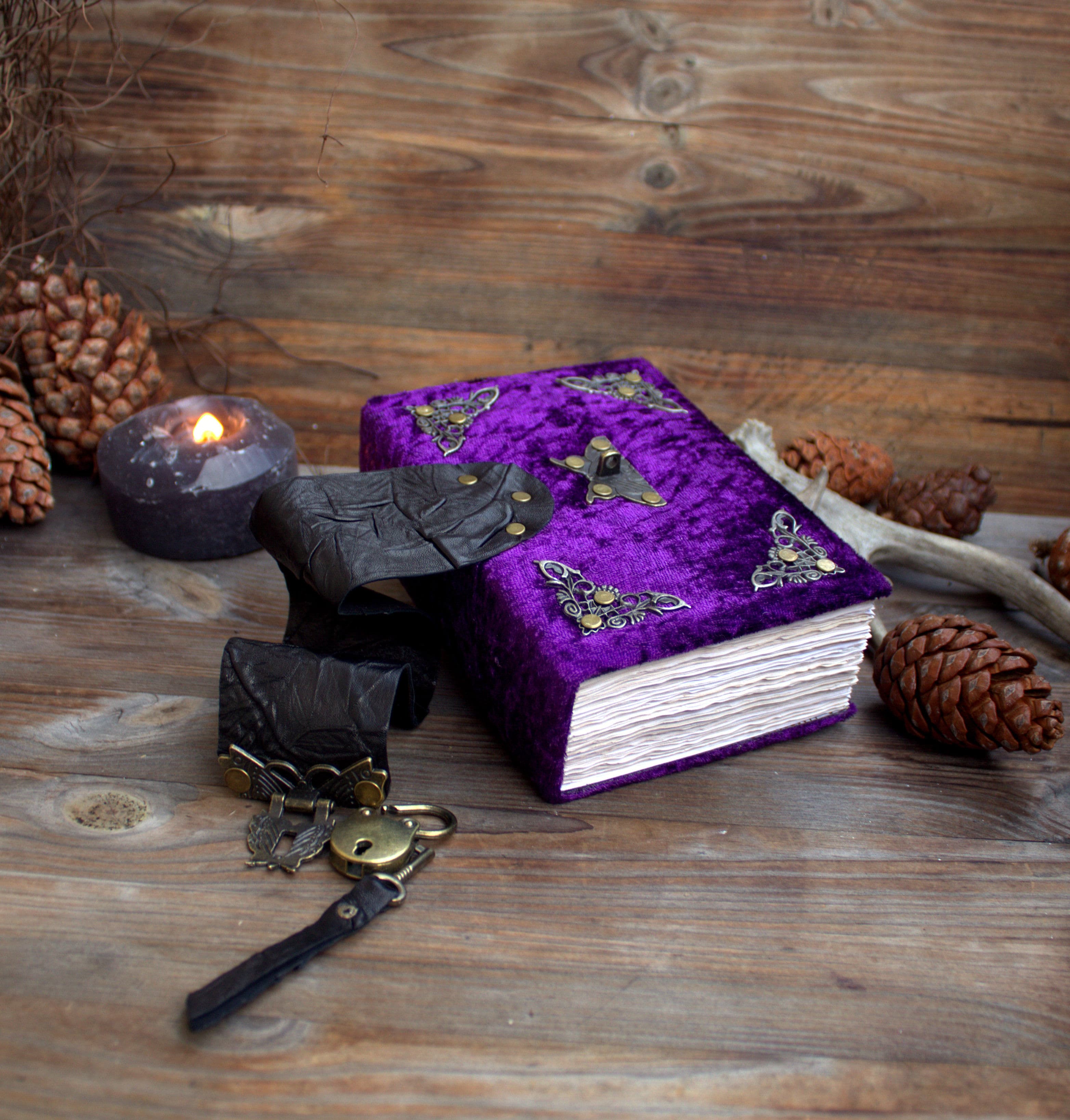 Handmade Velvet Witch Journal | Grimoire, Spell Book, A6 Forest Magic Notebook thumbnail 2