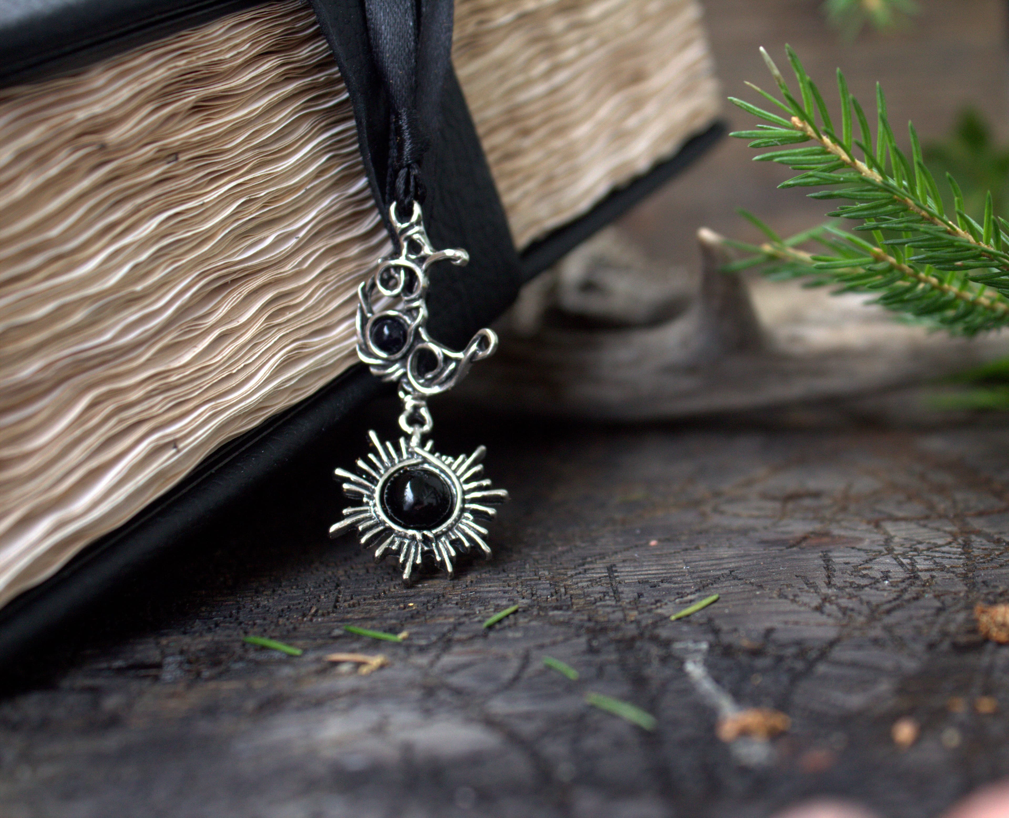 Leather Journal, Handmade Gothic Notebook, Black Grimoire, Vintage Spell Book, A5 Leather Diary with Lock, Fantasy Journal thumbnail 3