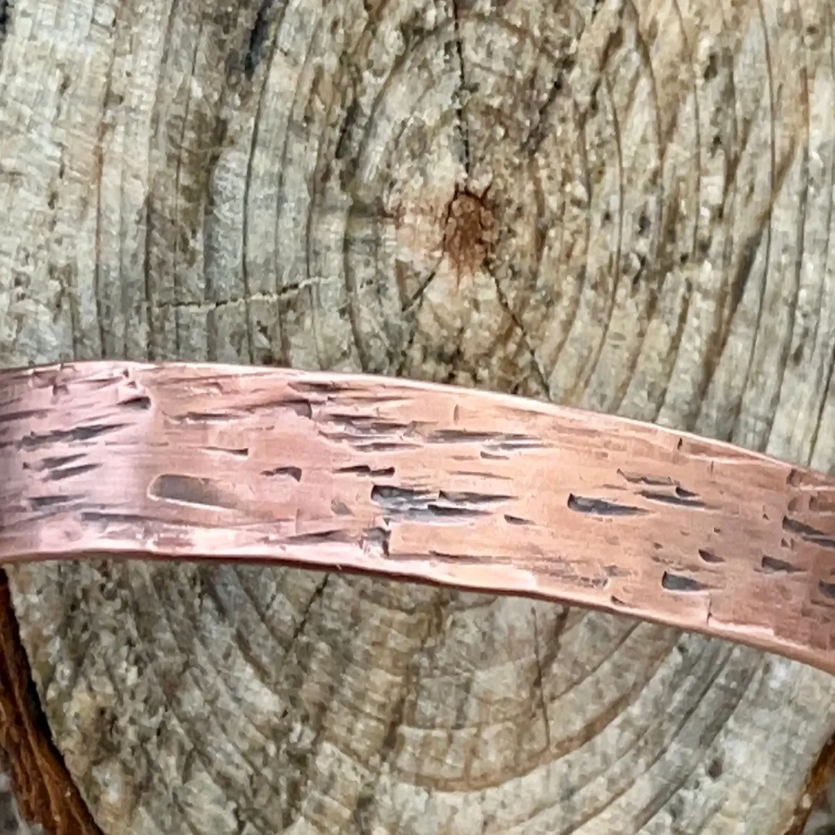 Copper Cuff ~ Wild Woods ~ Birch Bark thumbnail 3