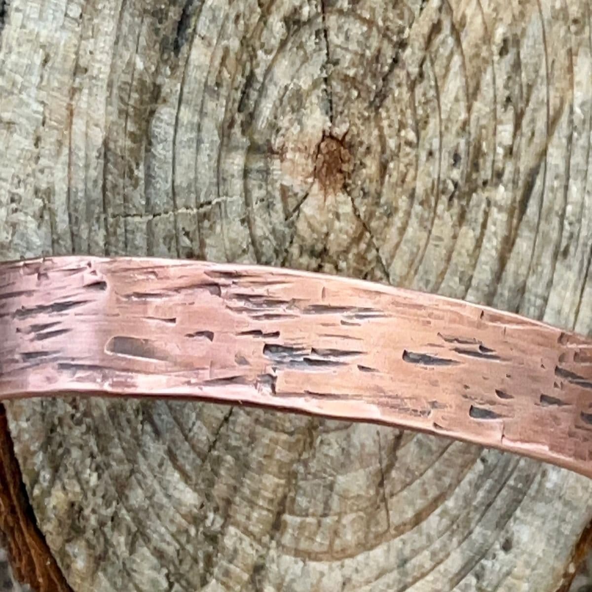 Copper Cuff ~ Wild Woods ~ Birch Bark thumbnail 3