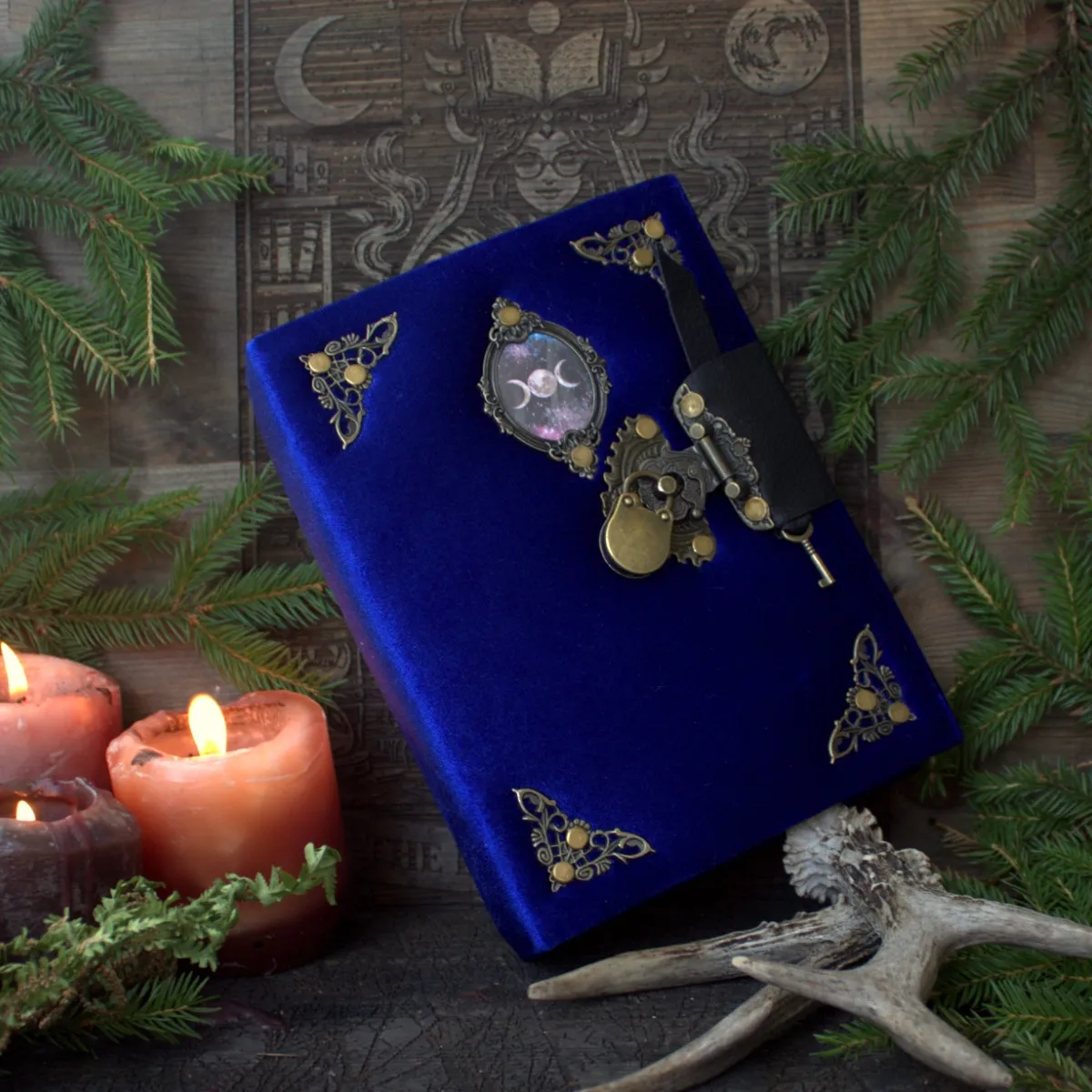 Handmade Velvet Grimoire Journal, Mini Lock Diary, A6 thumbnail 10