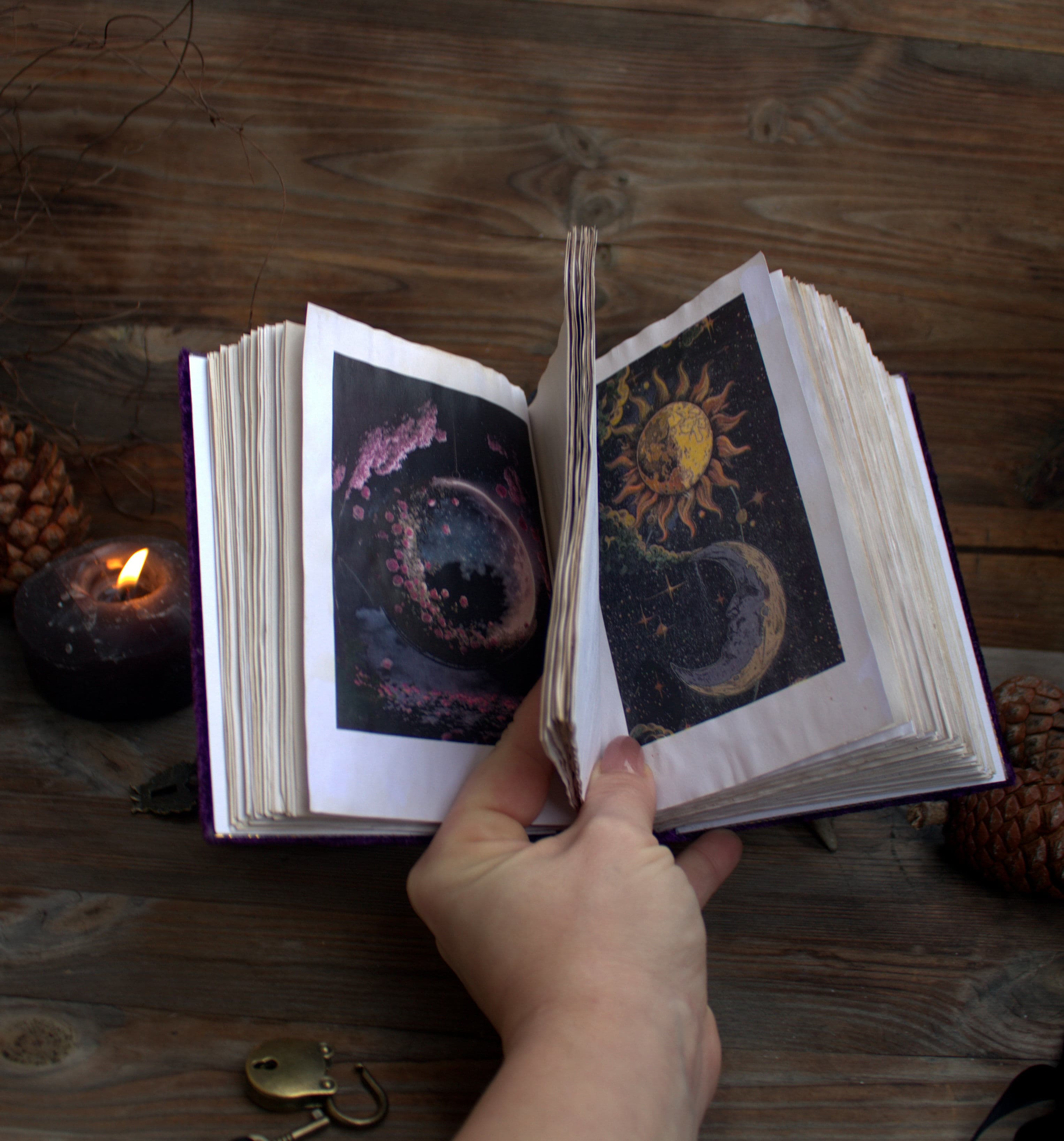 Handmade Velvet Witch Journal | Grimoire, Spell Book, A6 Forest Magic Notebook thumbnail 6