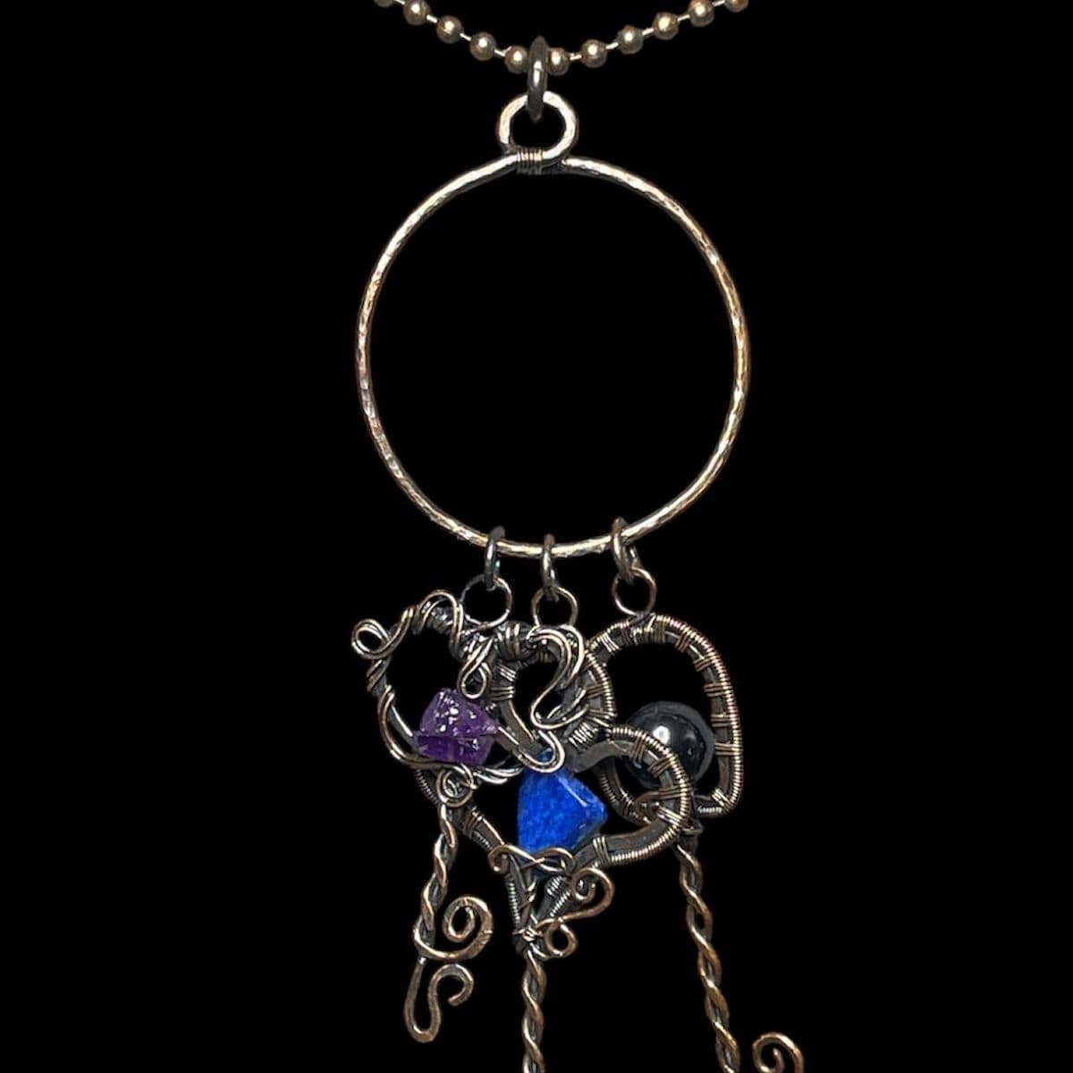 Hekate's Trivium — One-of-a-Kind Lapis, Amethyst & Tahitian Pearl Pendant - Image 1