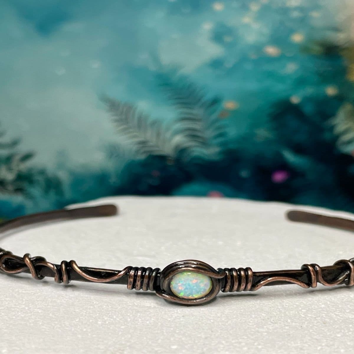 Gaze of Hekate— Bello Opal Hand-Hammered Copper Cuff Talisman thumbnail 3