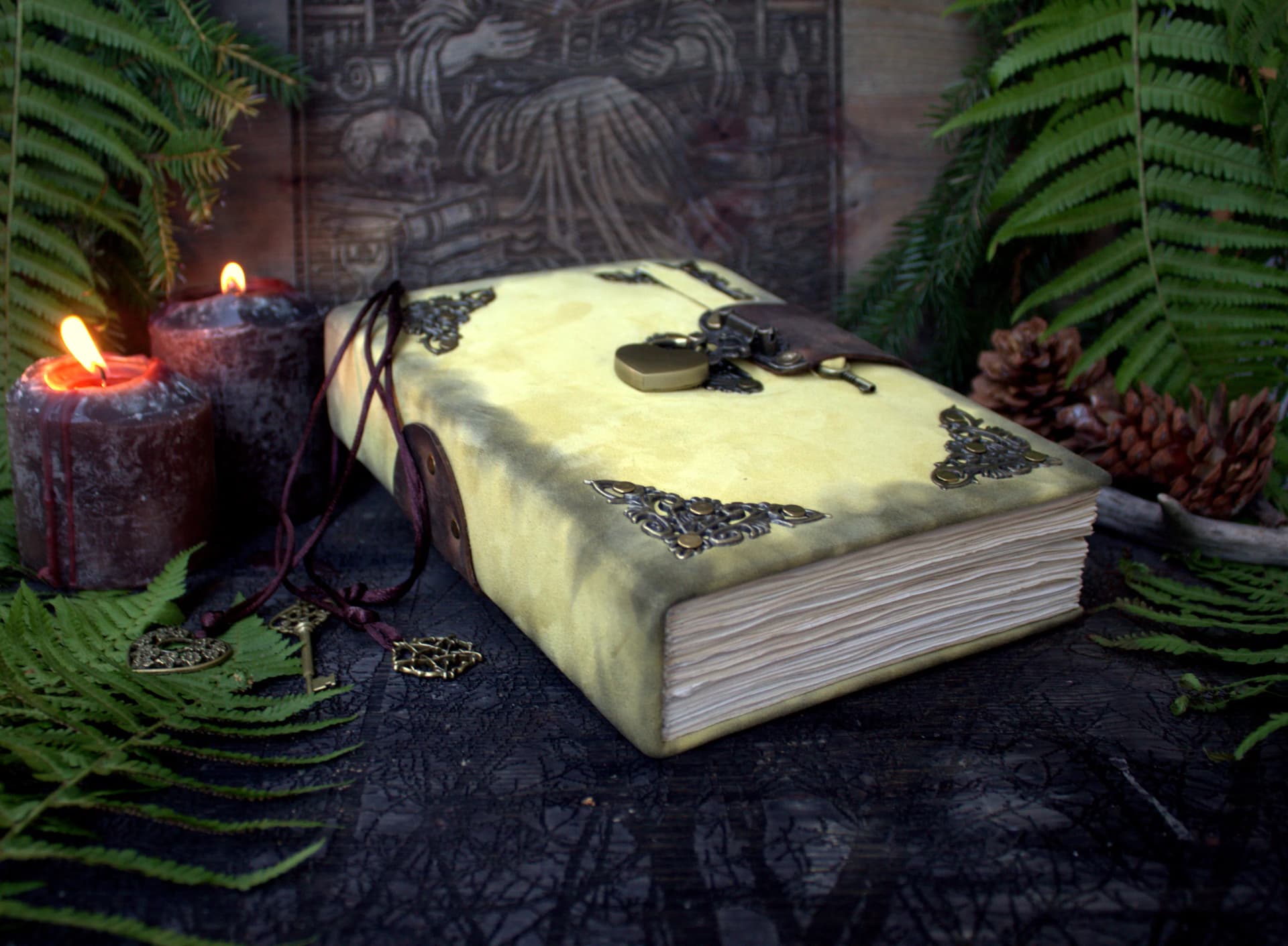Practical Magic Book of Shadows – Handmade Grimoire  – 300 Blank Pages - wicca  book lock thumbnail 4