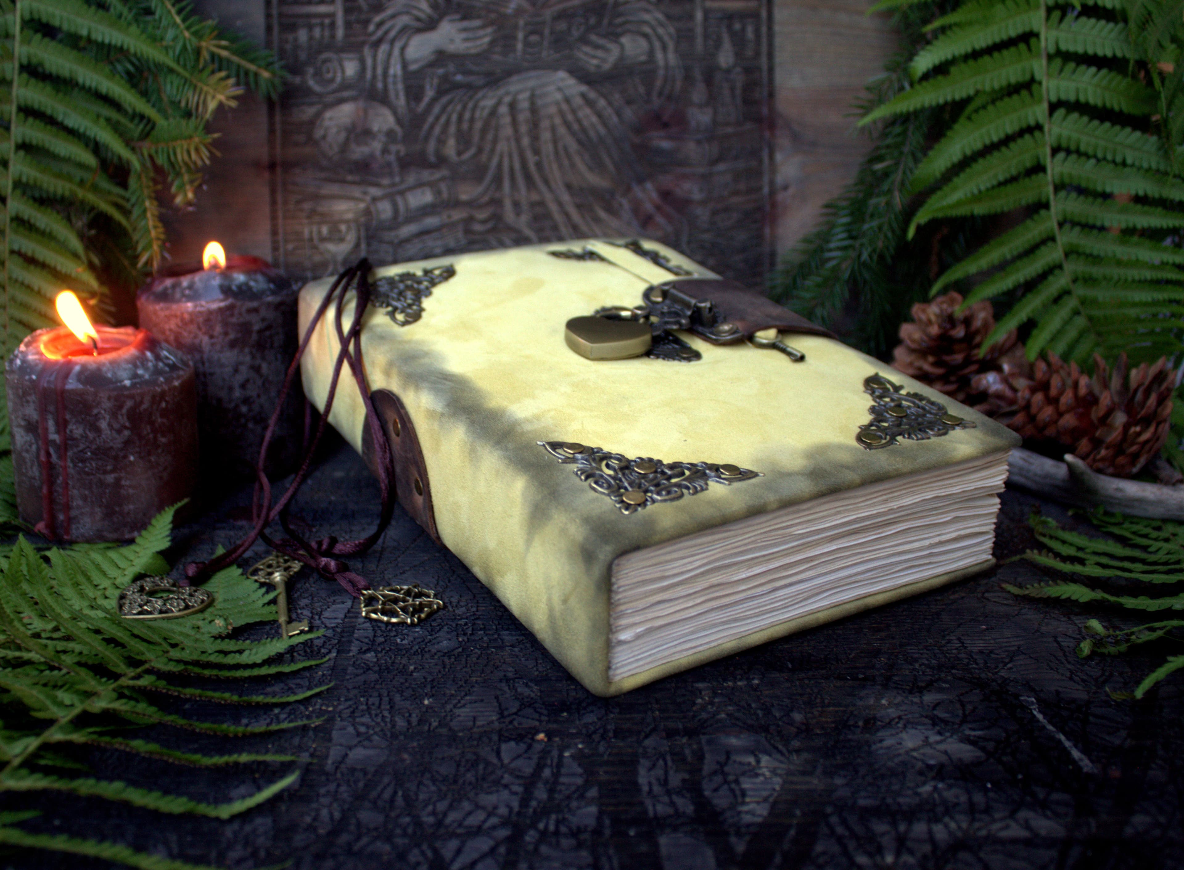 Practical Magic Book of Shadows – Handmade Grimoire  – 300 Blank Pages - wicca  book lock thumbnail 4