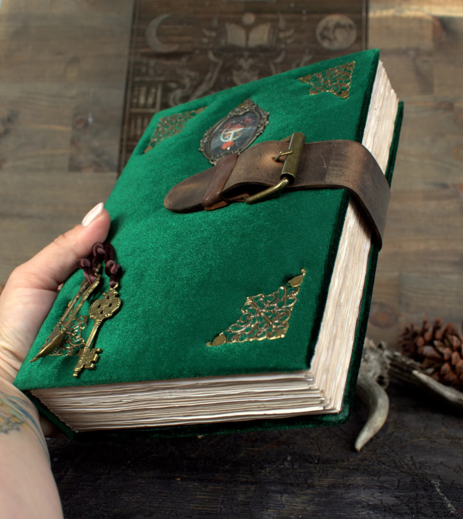 Handmade Velvet Grimoire, A5 Recipe Witch Journal, Spell Book, Book of Shadows thumbnail 2