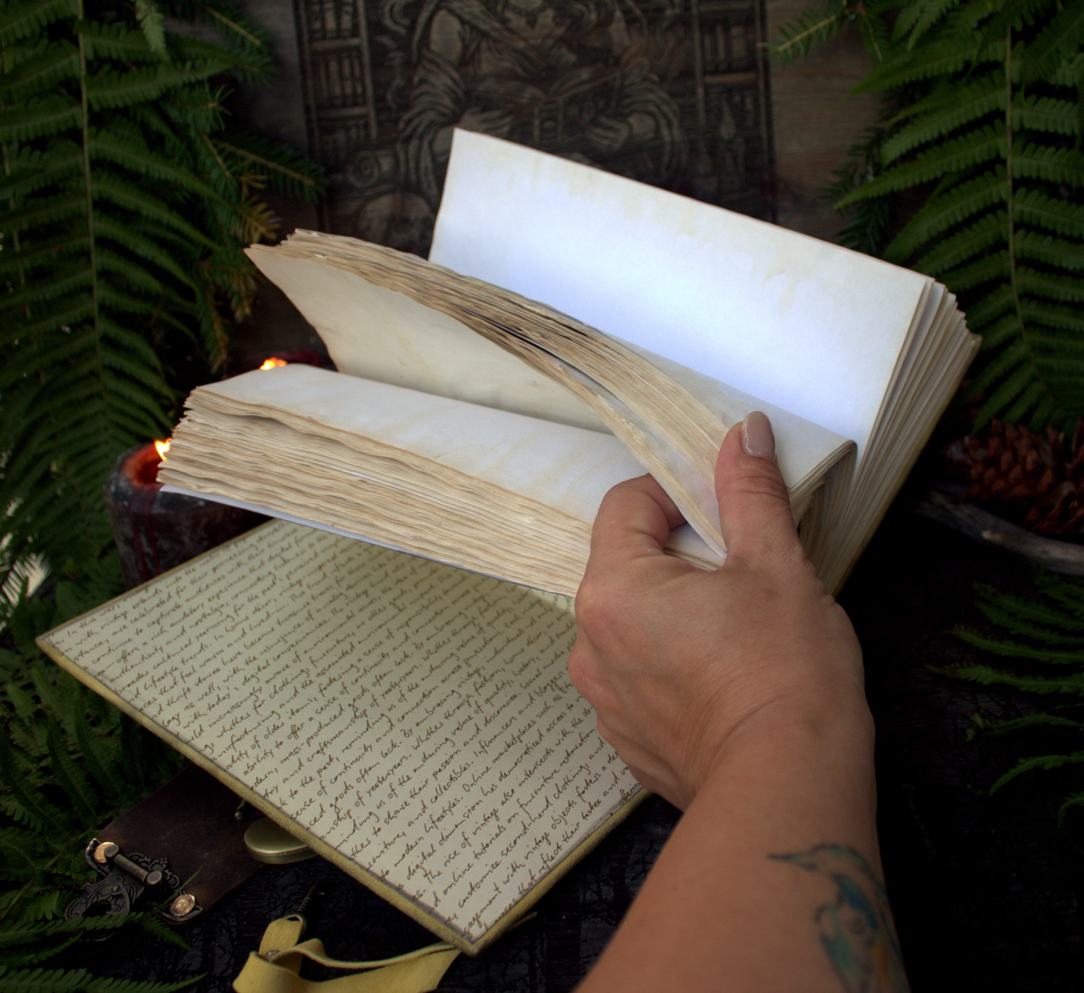 Practical Magic Book of Shadows – Handmade Grimoire  – 300 Blank Pages - wicca  book lock thumbnail 9
