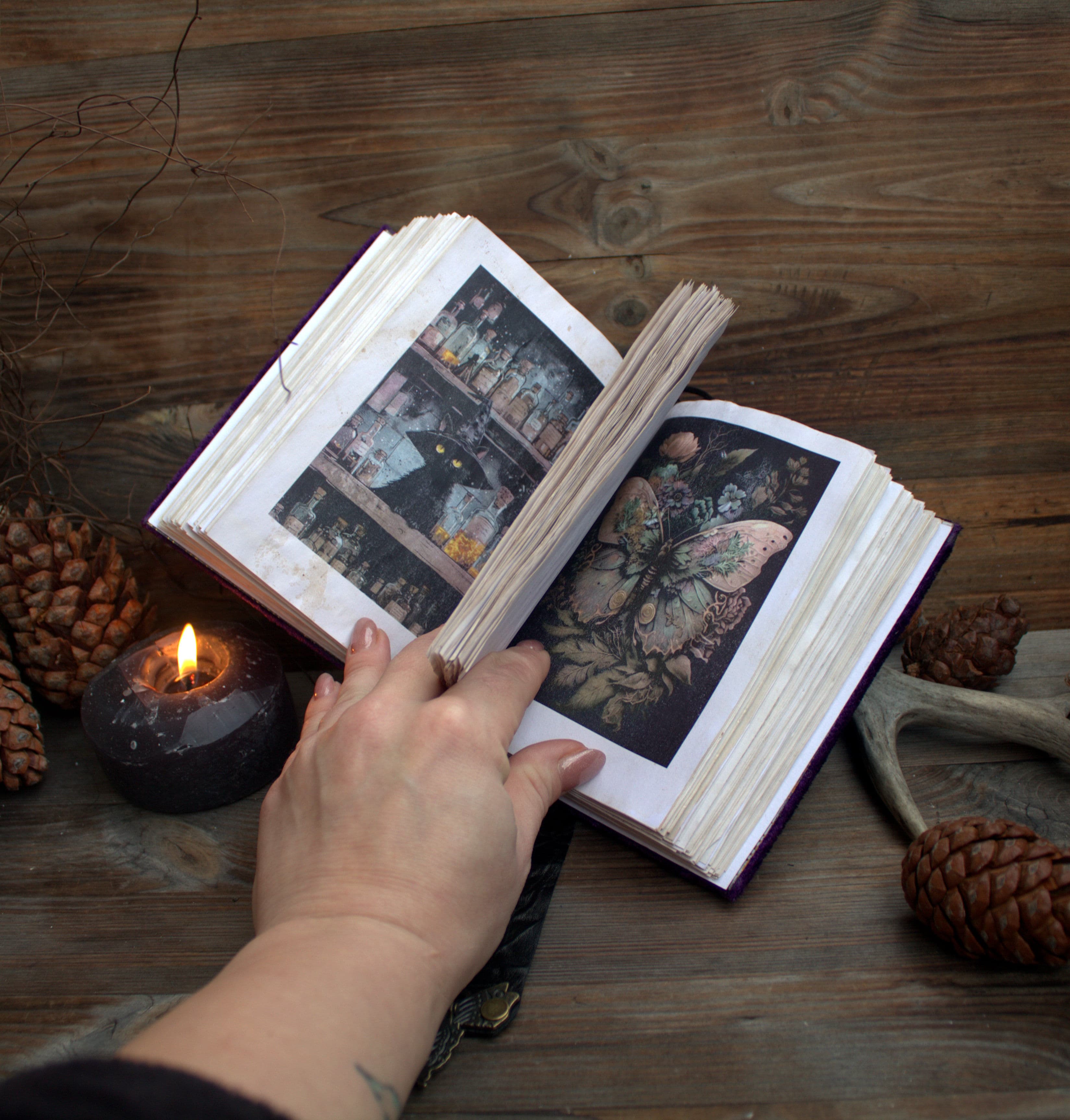 Handmade Velvet Witch Journal | Grimoire, Spell Book, A6 Forest Magic Notebook thumbnail 5