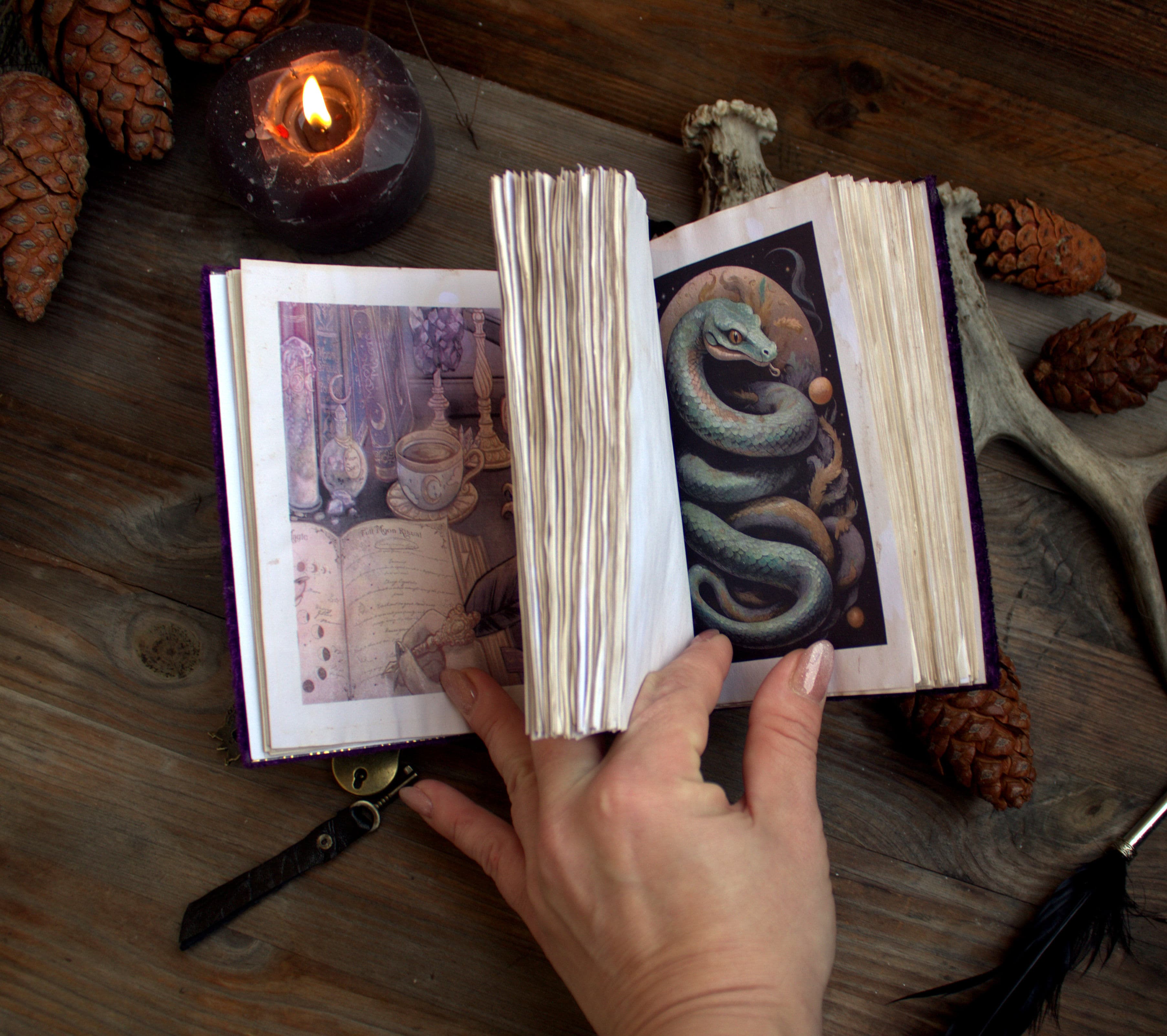 Handmade Velvet Witch Journal | Grimoire, Spell Book, A6 Forest Magic Notebook thumbnail 4