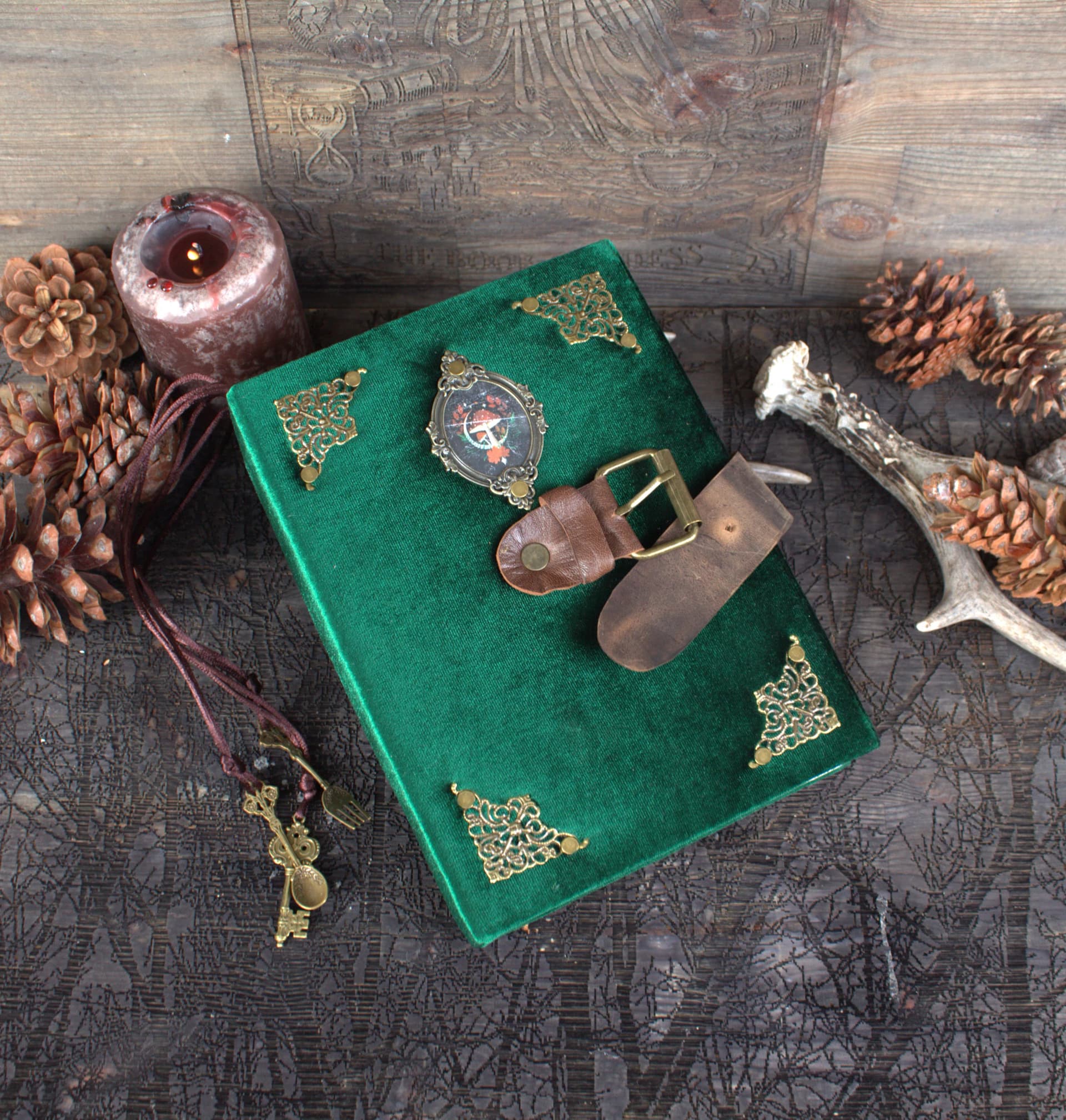 Handmade Velvet Grimoire, A5 Recipe Witch Journal, Spell Book, Book of Shadows thumbnail 5