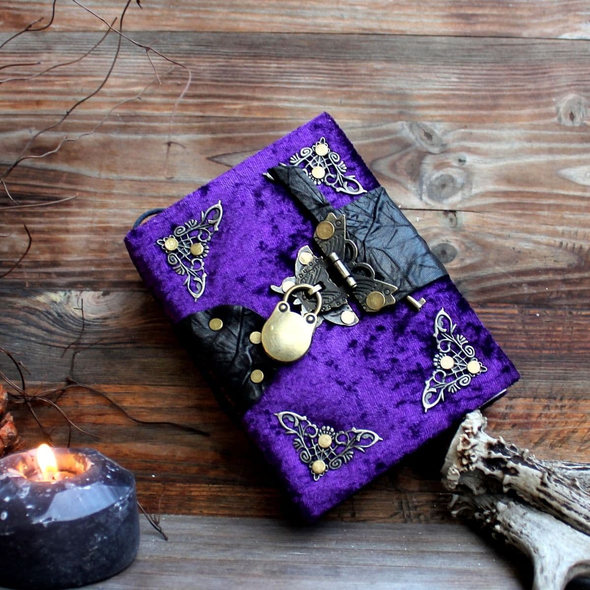 Handmade Velvet Witch Journal | Grimoire, Spell Book, A6 Forest Magic Notebook thumbnail 9