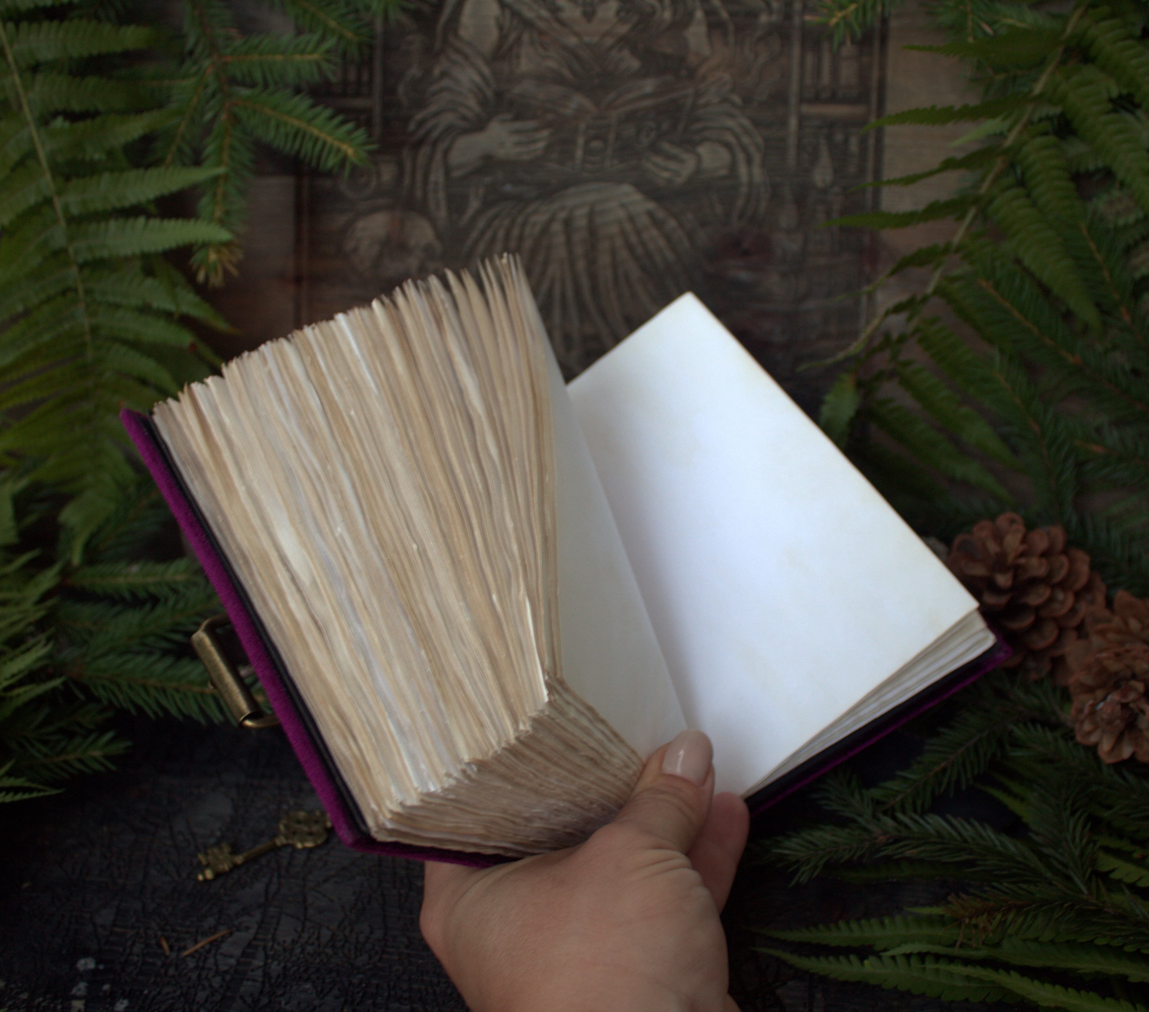 Handmade Velvet Grimoire Journal, Mini Lock Diary, A6 Little book thumbnail 7