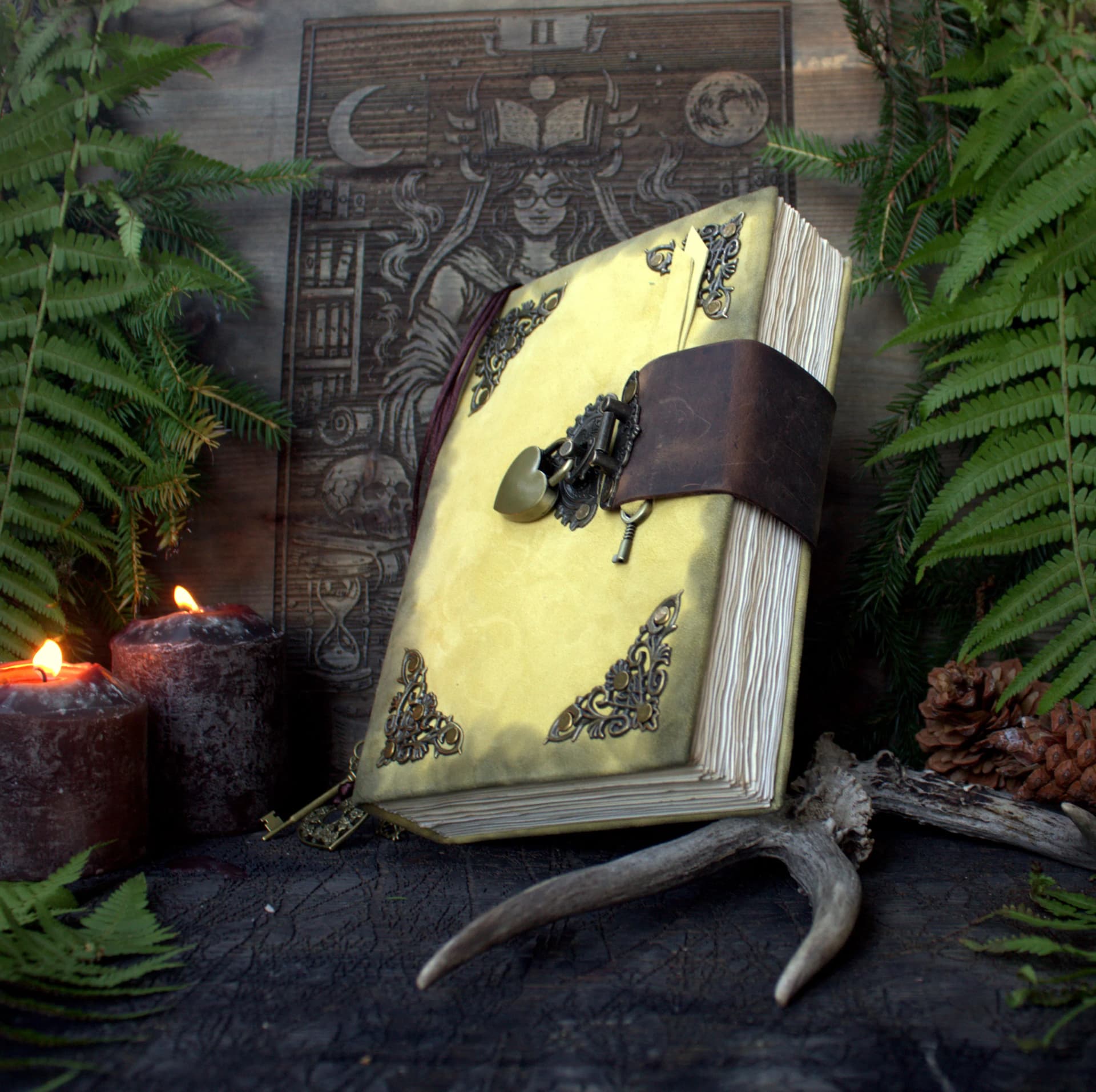 Practical Magic Book of Shadows – Handmade Grimoire  – 300 Blank Pages - wicca  book lock thumbnail 6