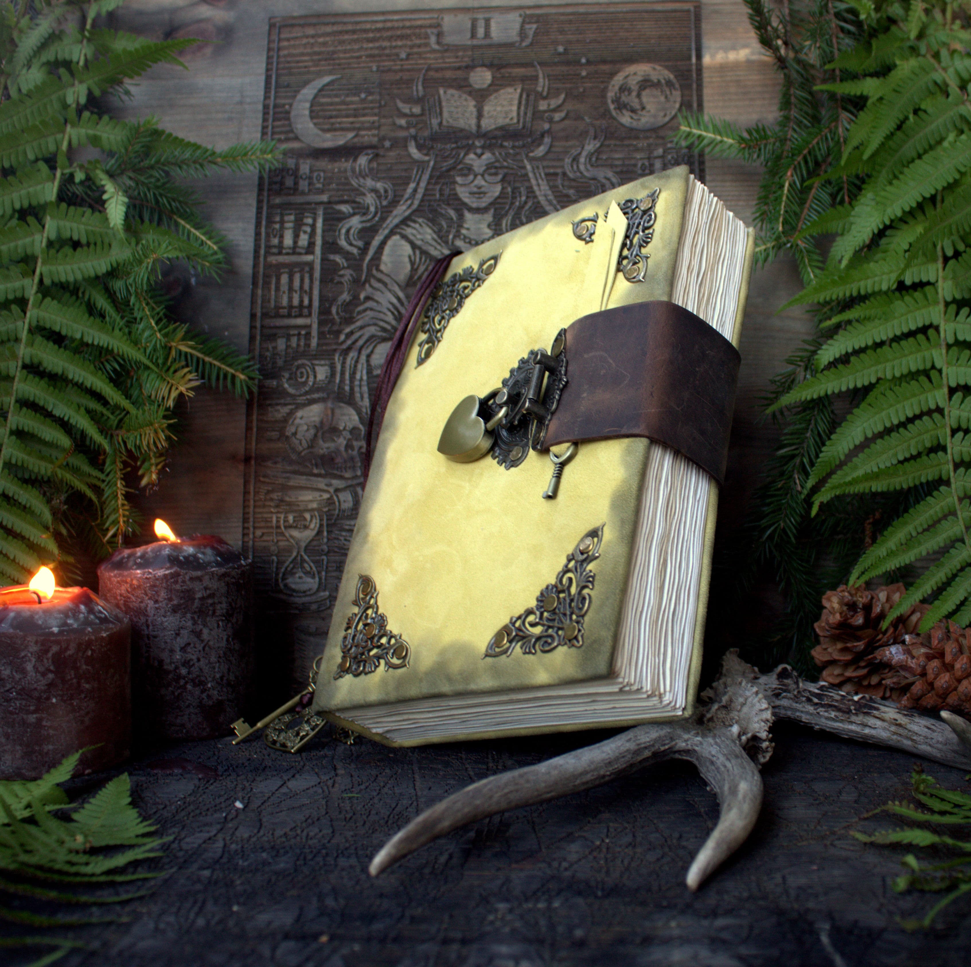 Practical Magic Book of Shadows – Handmade Grimoire  – 300 Blank Pages - wicca  book lock thumbnail 6