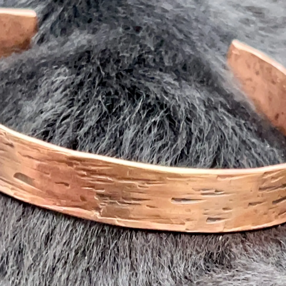 Copper Cuff ~ Wild Woods ~ Birch Bark thumbnail 2