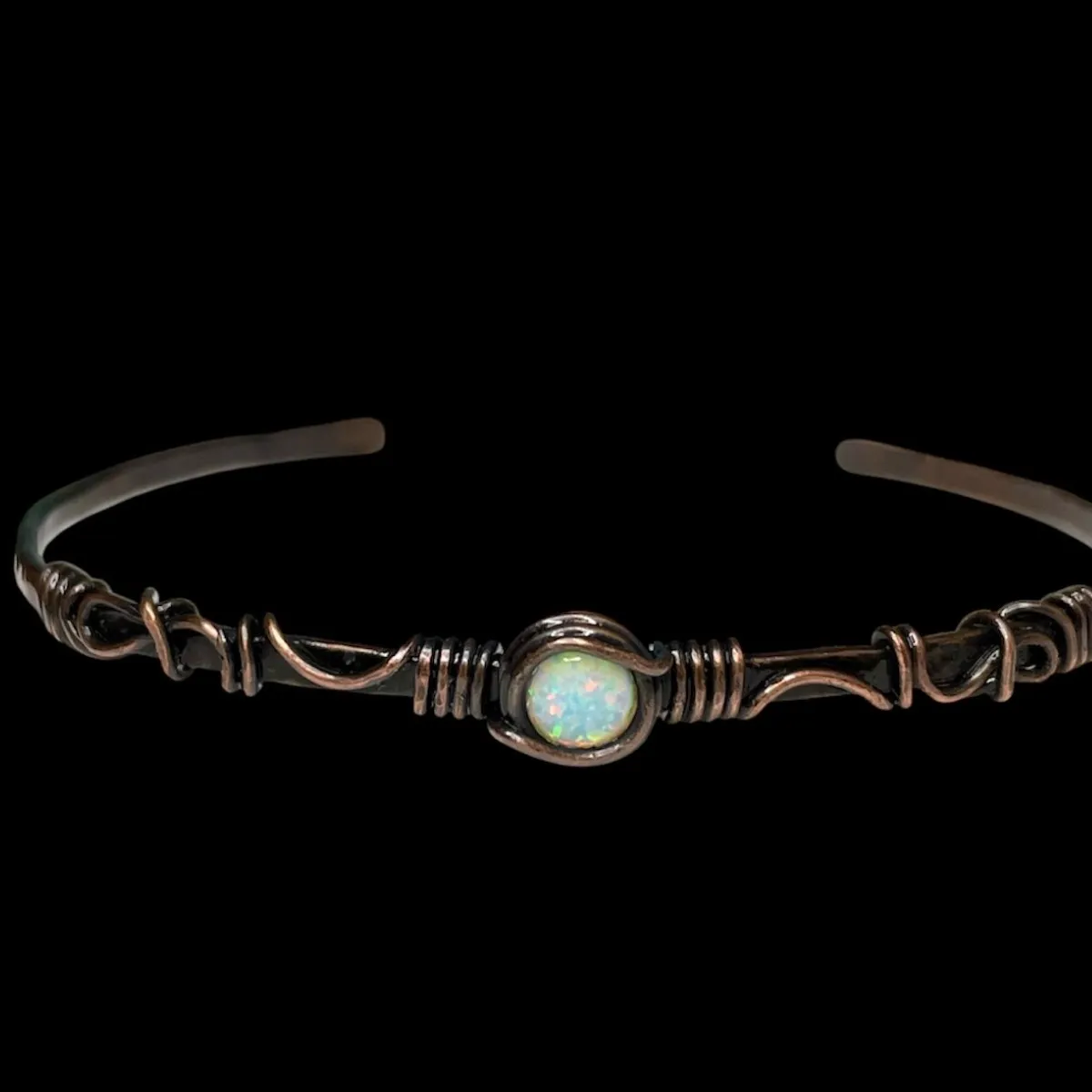 Gaze of Hekate— Bello Opal Hand-Hammered Copper Cuff Talisman - Image 1