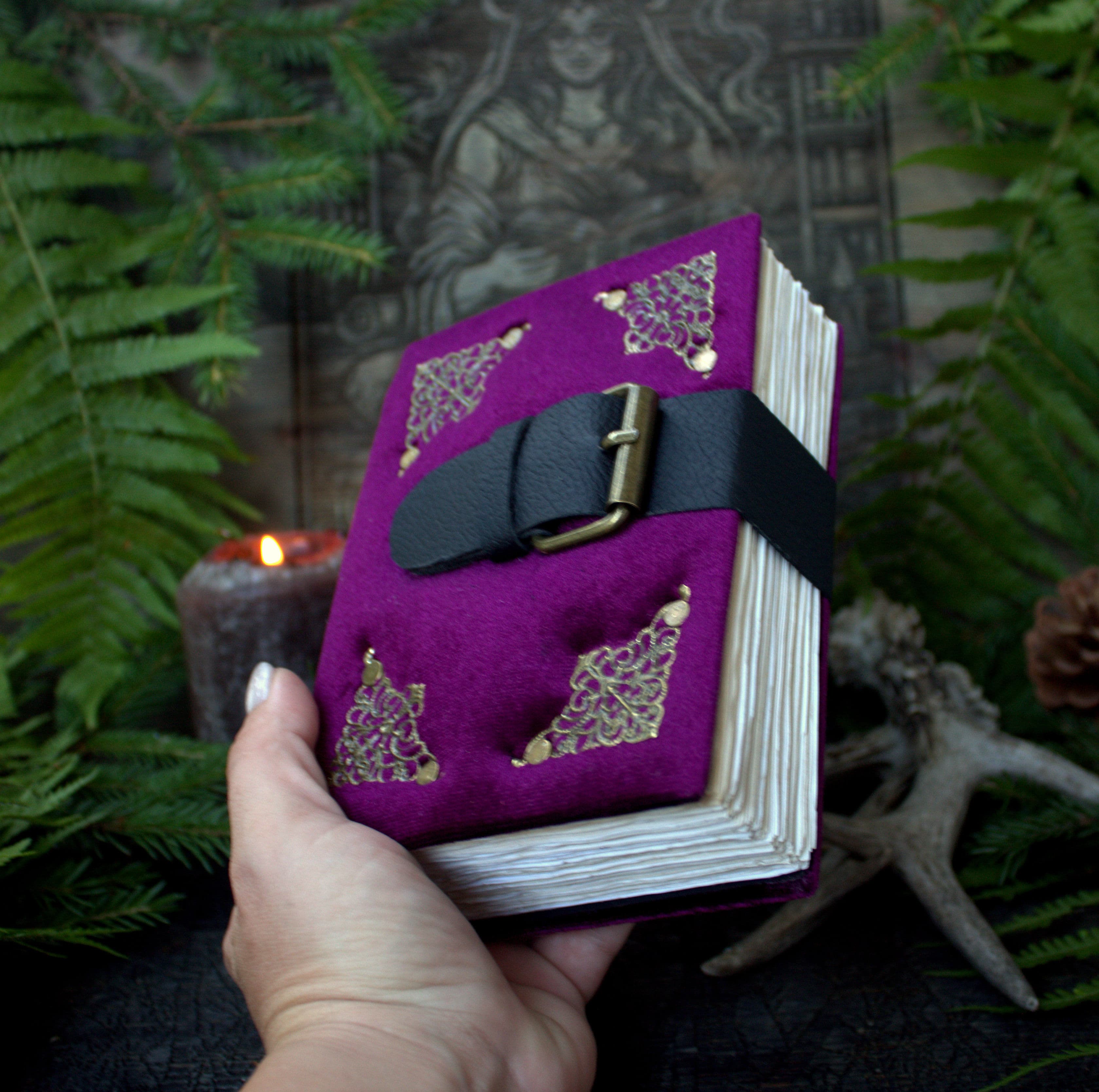 Handmade Velvet Grimoire Journal, Mini Lock Diary, A6 Little book - Image 1