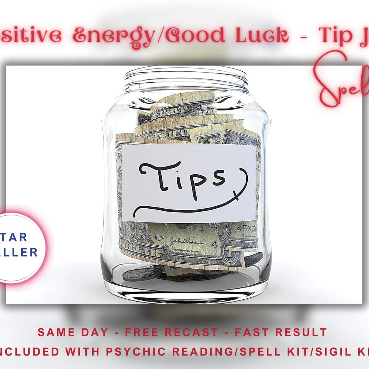 Positive Energy & Good Luck Spell Tip Jar Included With Psychic Reading. - Image 1